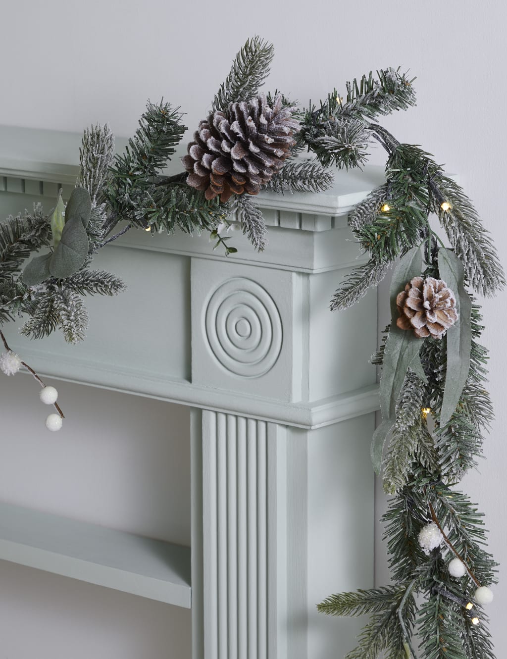 6ft Pre-Lit Pine Cone & White Berry Garland 2 of 4