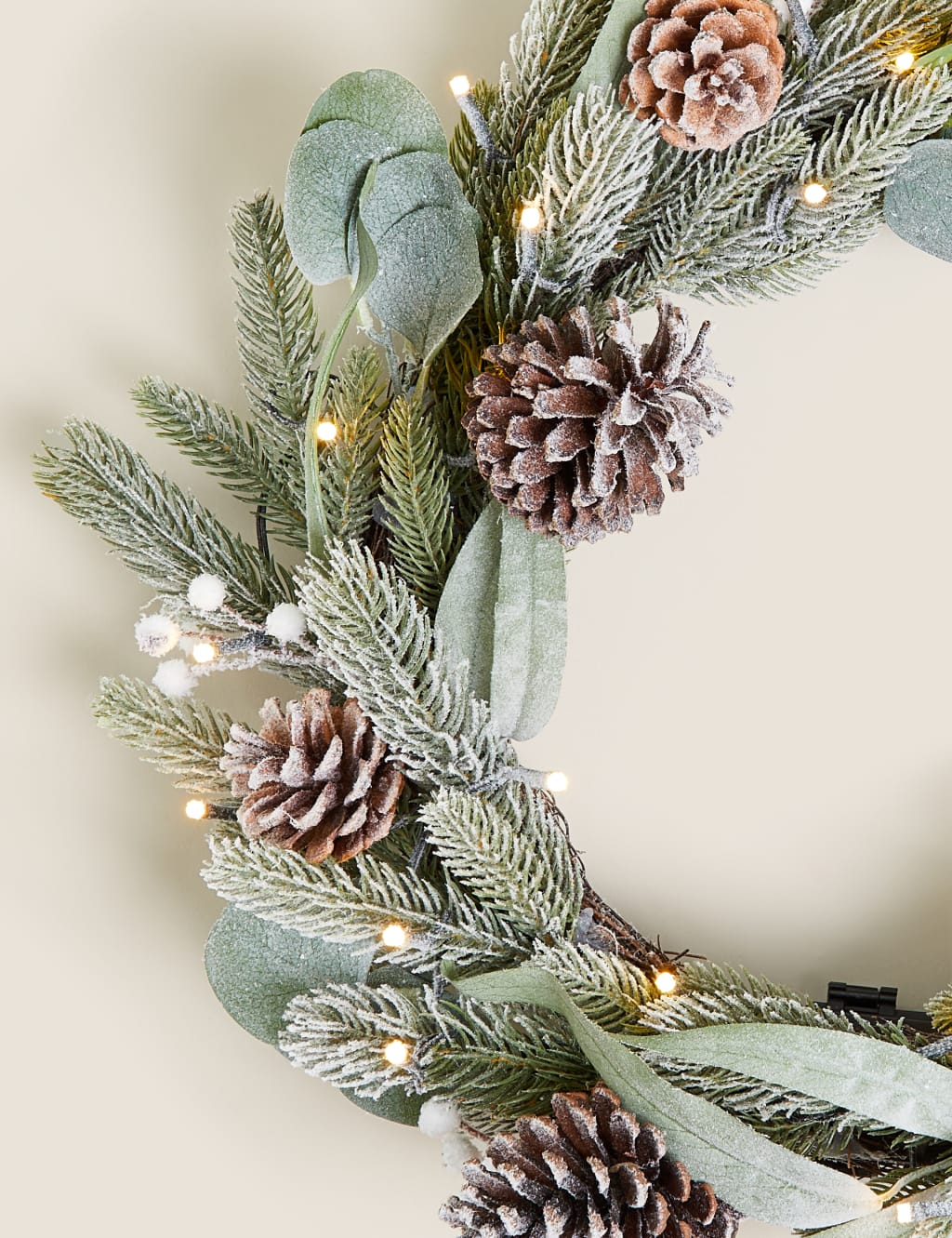 Pre-Lit Snowy Pine Cone Wreath 3 of 5