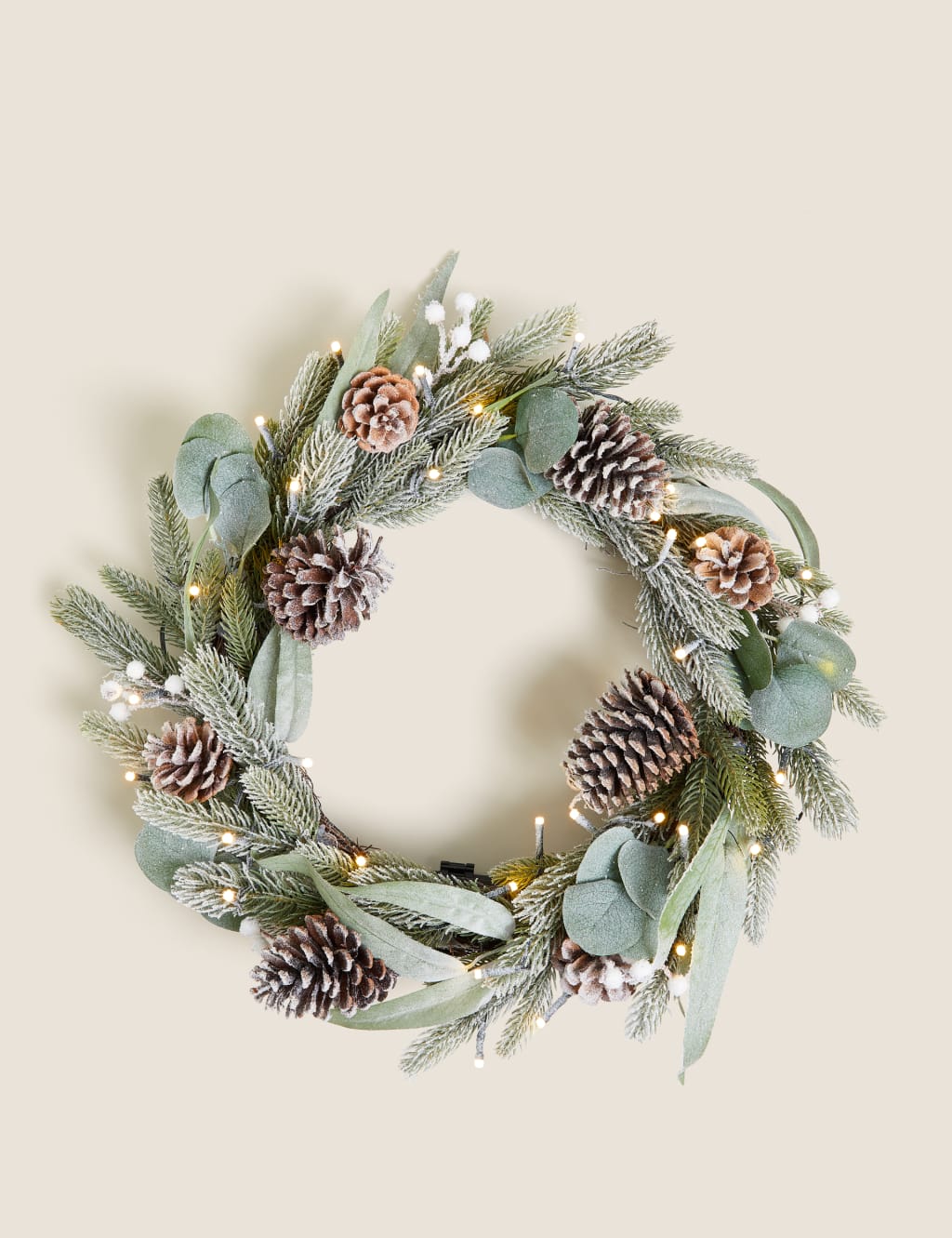 Pre-Lit Snowy Pine Cone Wreath 4 of 5