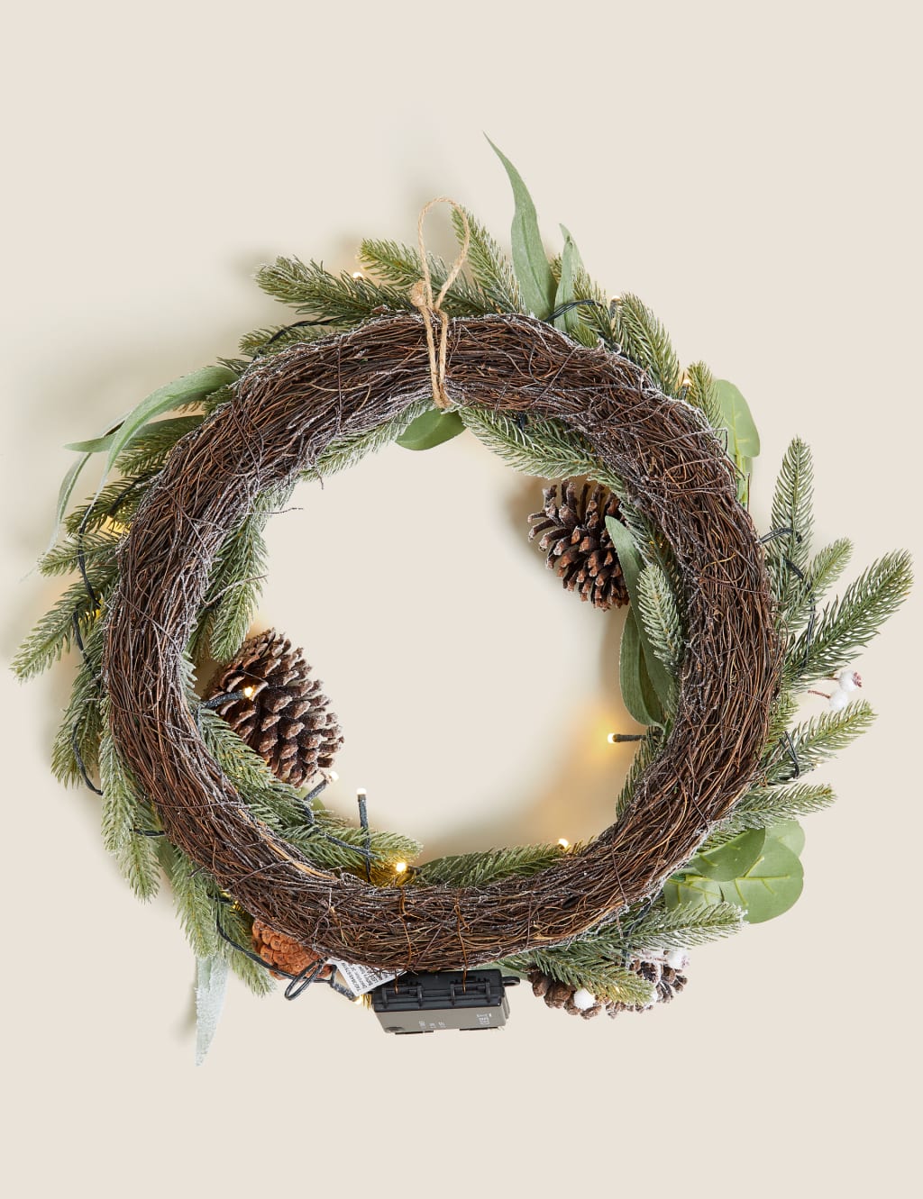 Pre-Lit Snowy Pine Cone Wreath 5 of 5