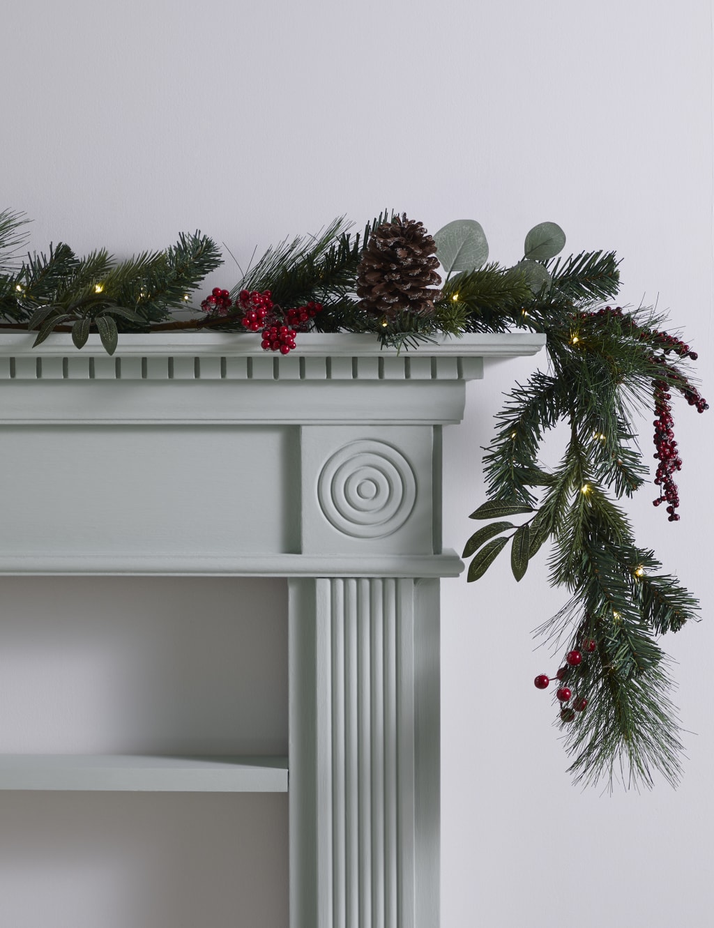 6ft Red Pre-Lit Pine Cone Garland 1 of 4