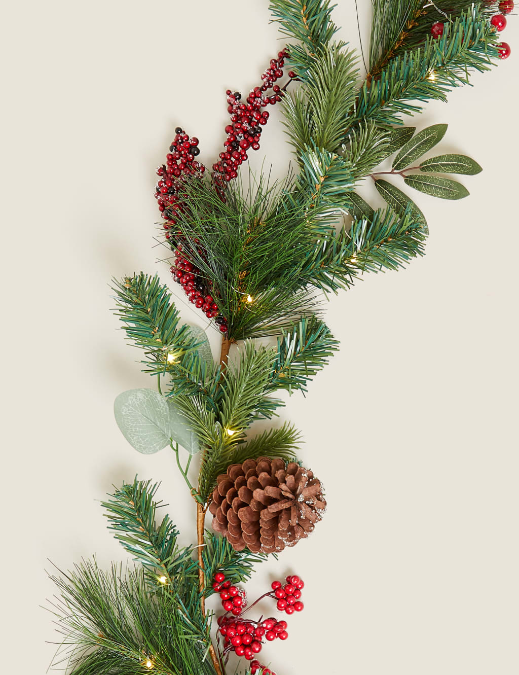 6ft Red Pre-Lit Pine Cone Garland 3 of 4