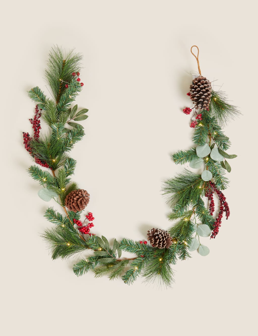6ft Red Pre-Lit Pine Cone Garland 4 of 4