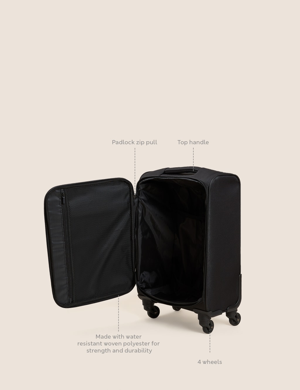Palma 4 Wheel Soft Cabin Suitcase M S Collection M S