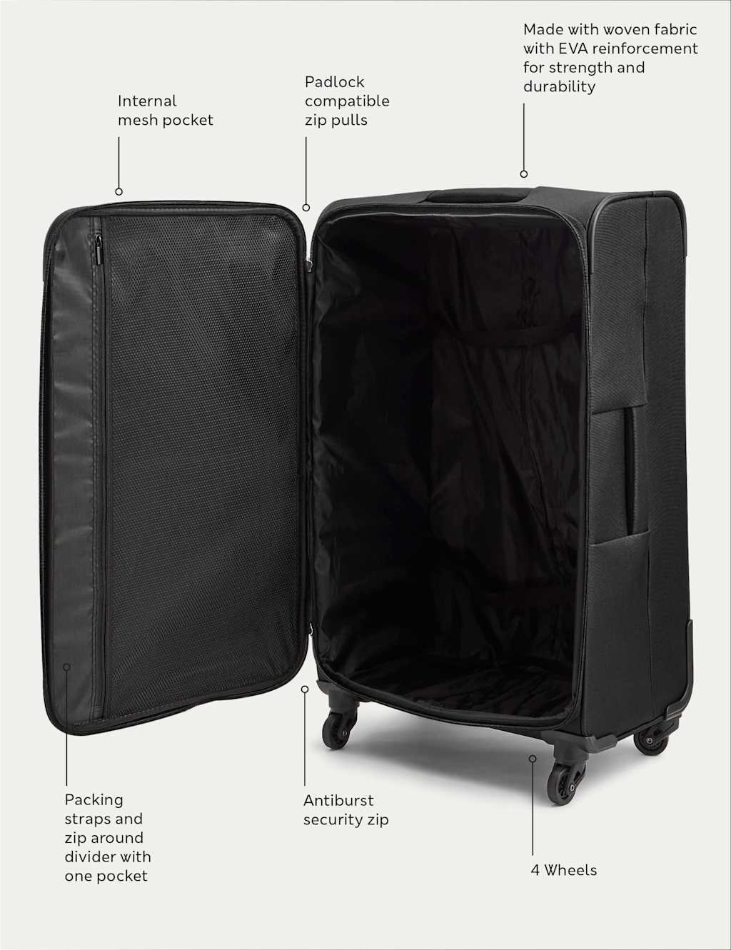 Palma 4 Wheel Soft Large Suitcase 7 of 7