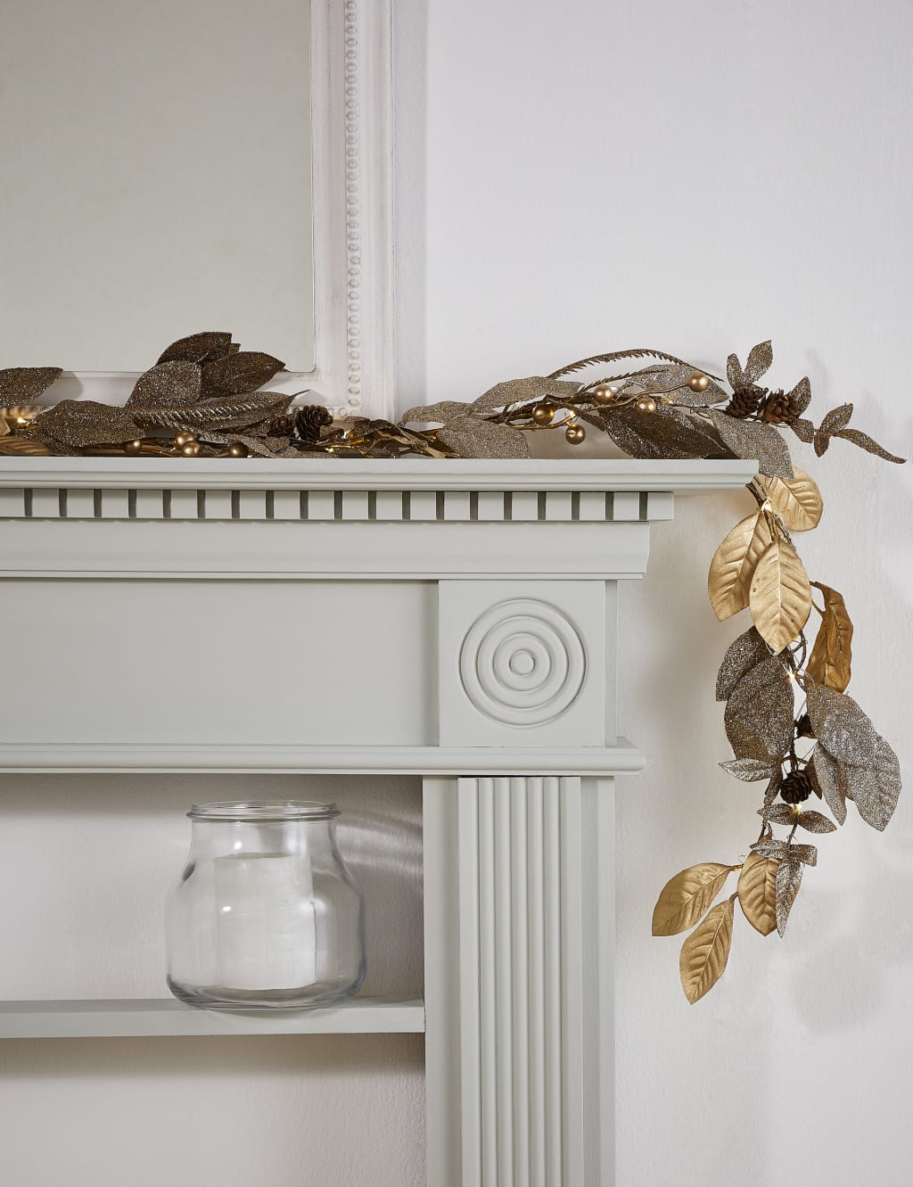 6ft Pre Lit Golden Leaf Garland 1 of 5