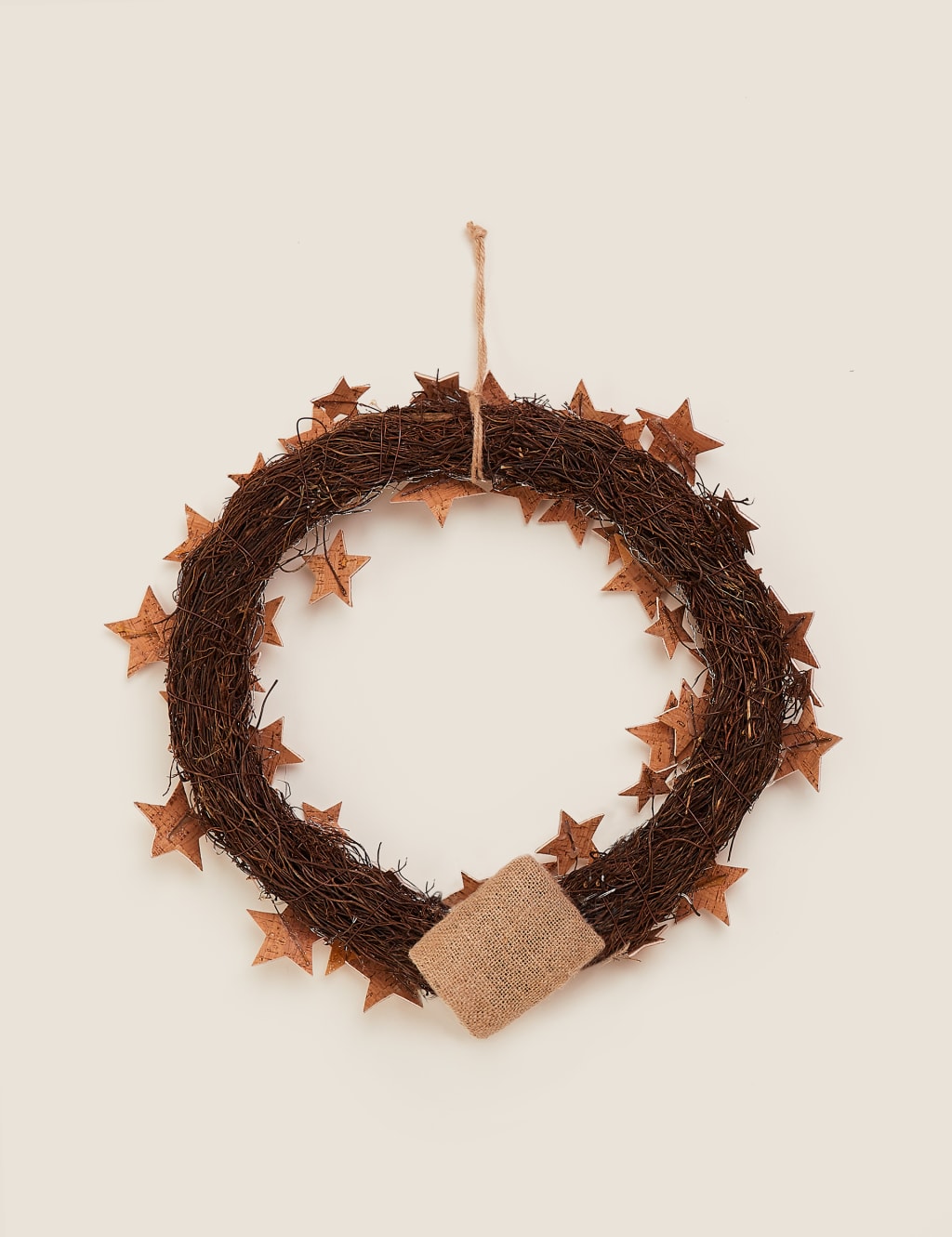 18 inch Lit Glitter Birch Stars Wreath 4 of 6