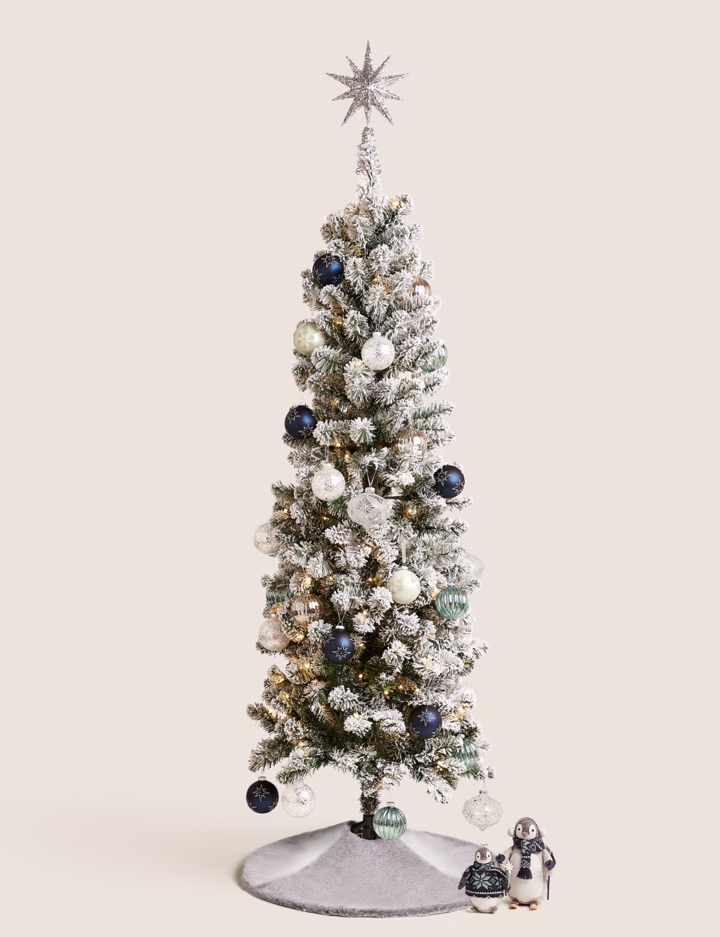 6ft Lit Slim Snowy Christmas Tree 1 of 6