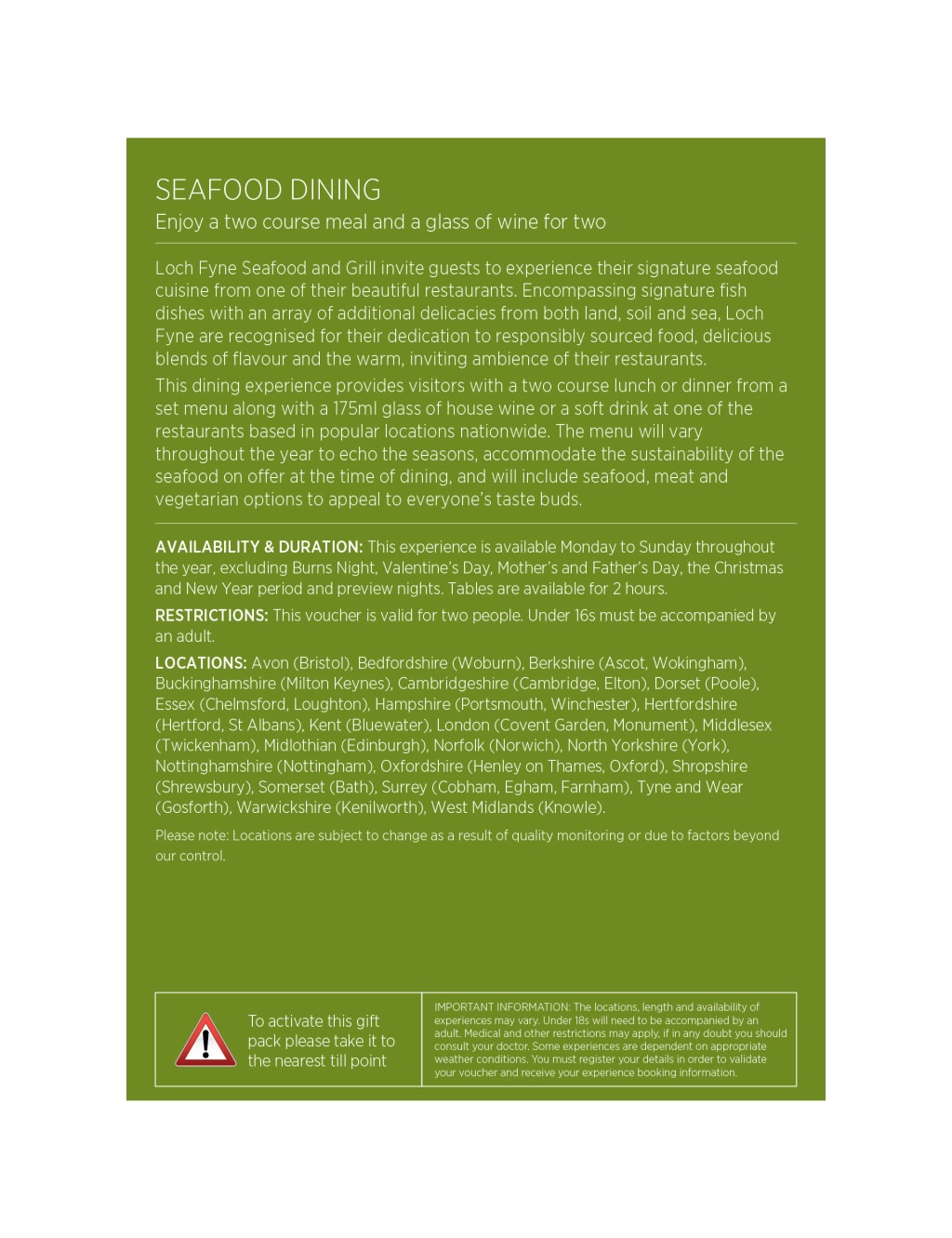 Seafood Dining for Two - Gift Experience Voucher 4 of 8