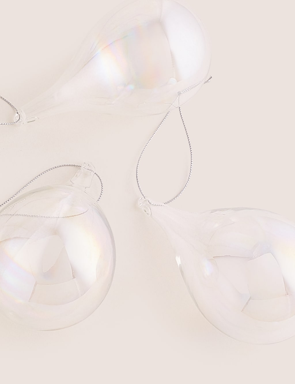 3 Pack Iridescent Droplet Christmas Baubles 2 of 2