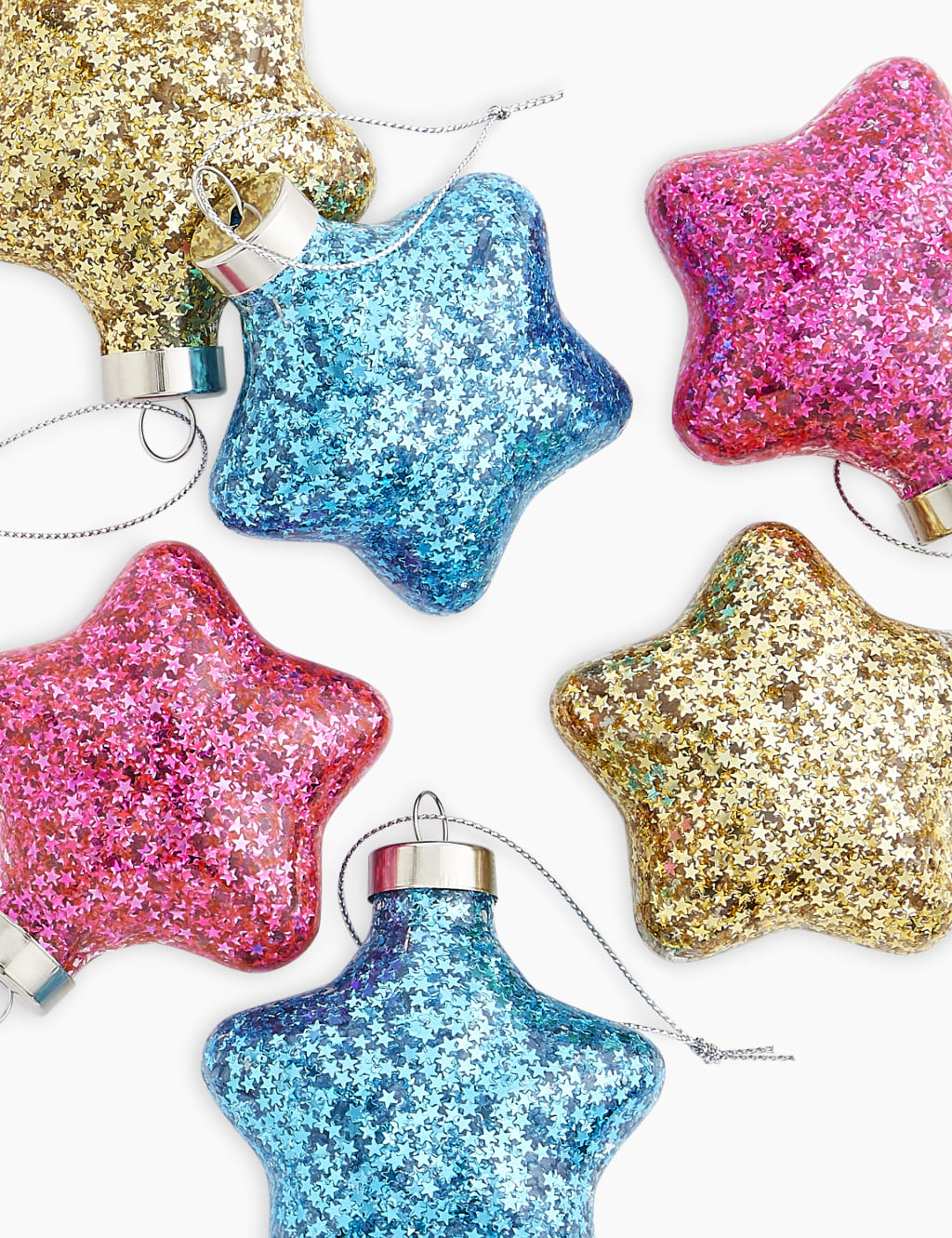 6 Pack Sequin Star Decorations 3 of 3
