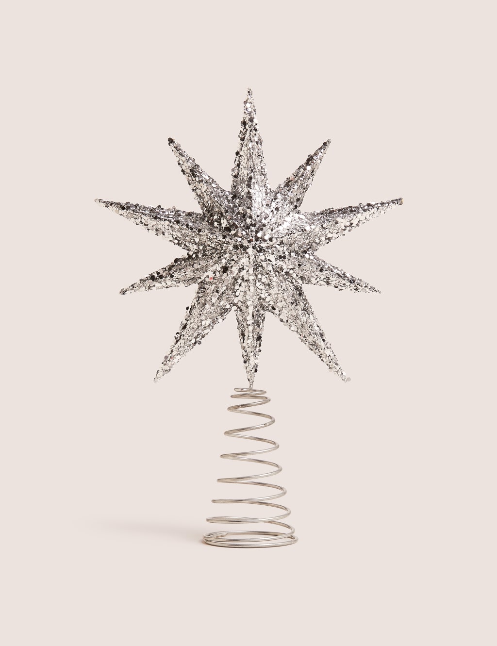 Glitter Silver Star Tree Topper 1 of 1