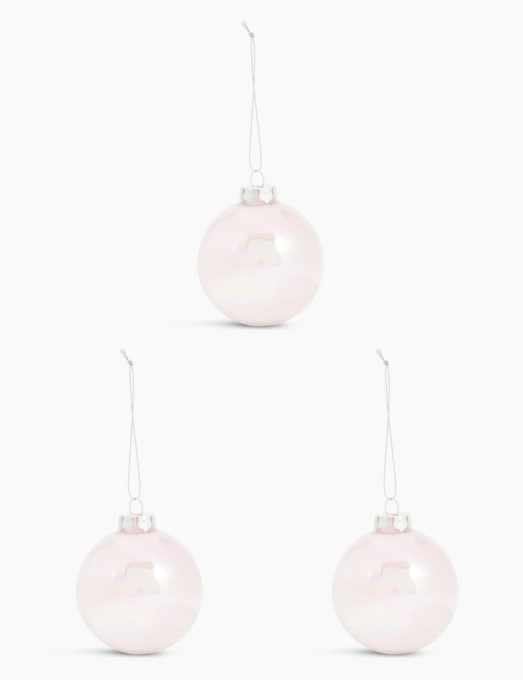 3 Pack Pink Iridescent Baubles 1 of 3