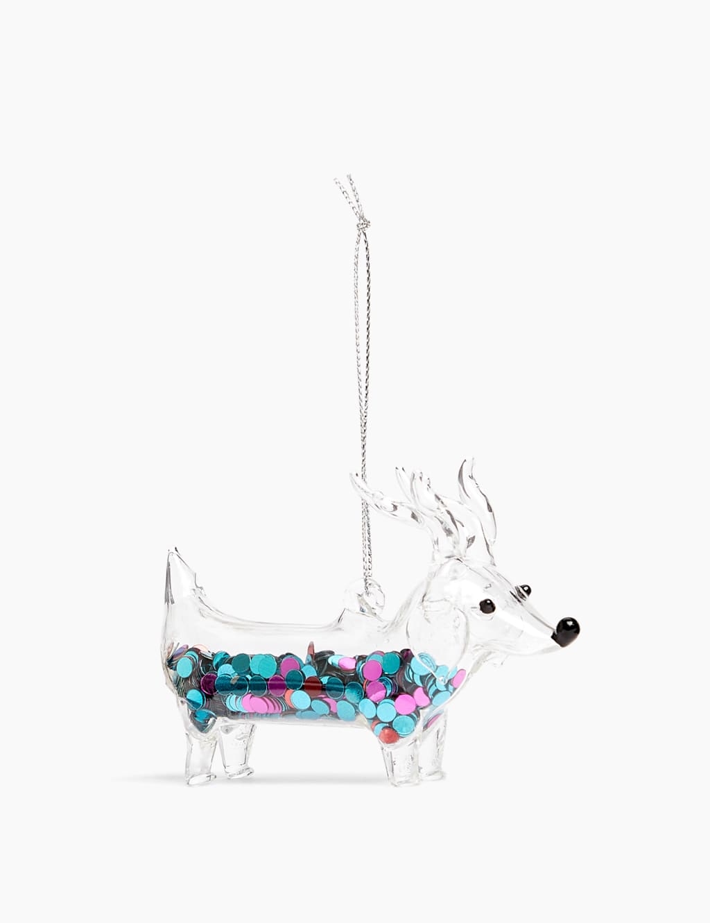Sequin Filled Glass Sausage Dog Tree Decoration 1 of 1