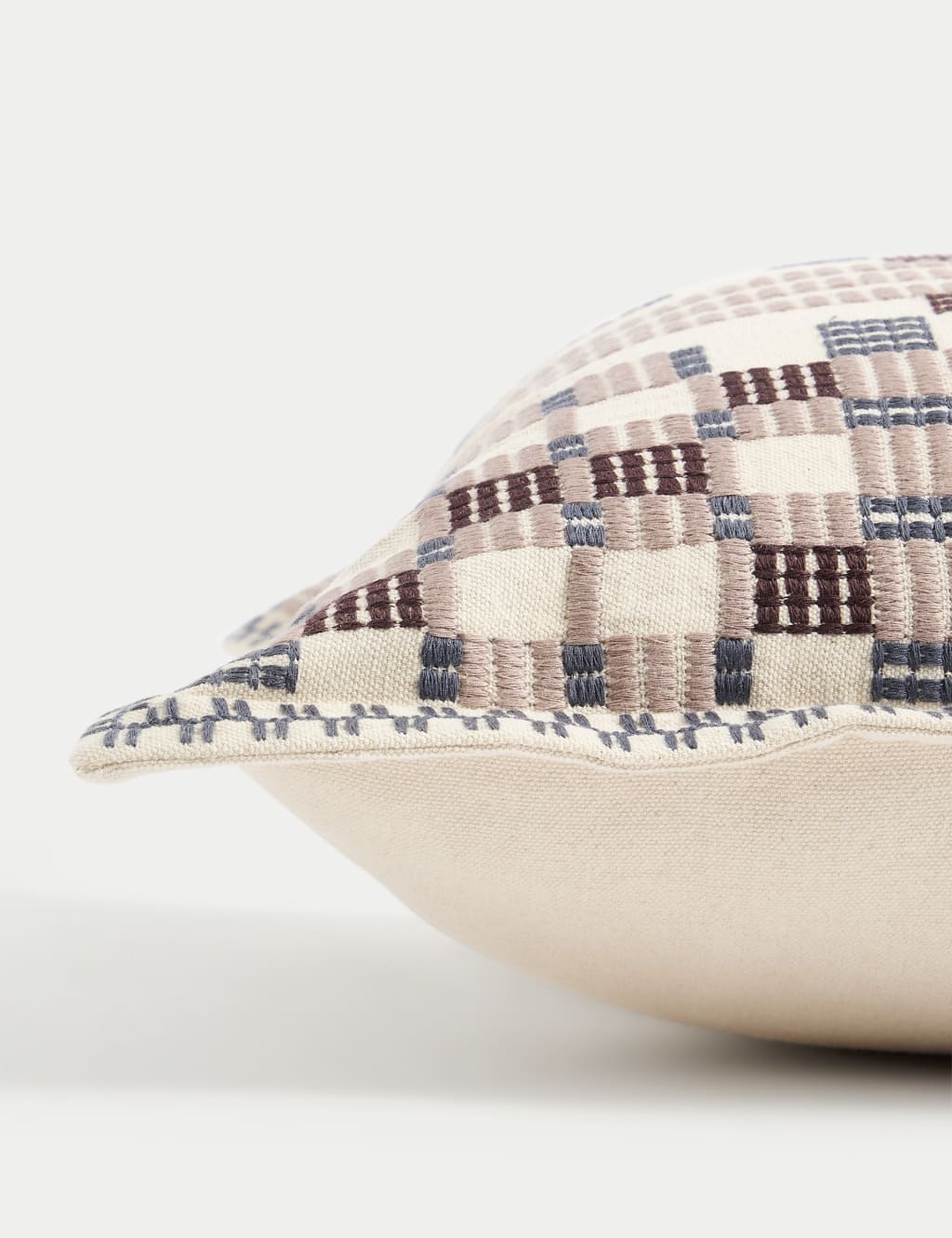 Pure Cotton Geometric Embroidered Cushion 2 of 4