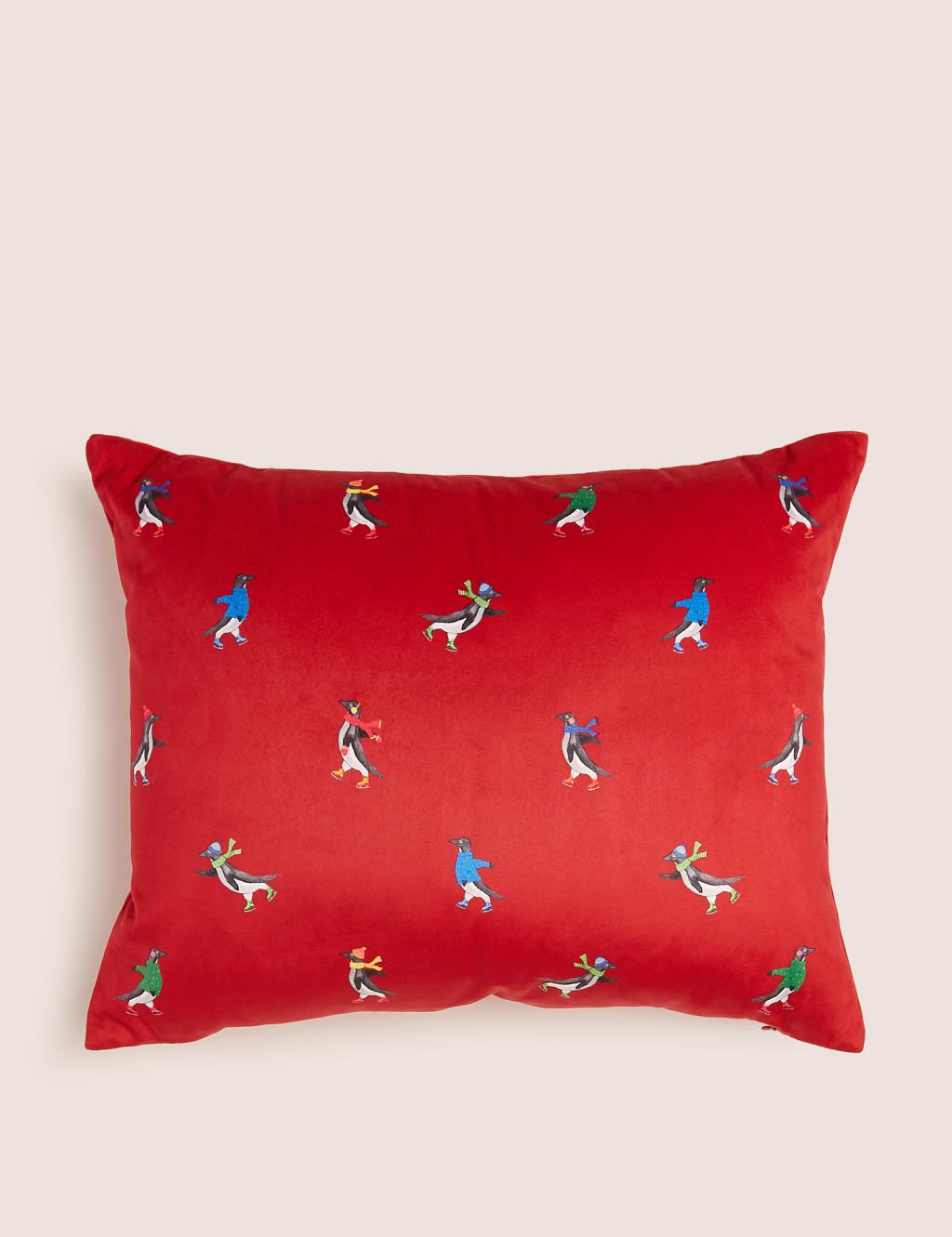 Velvet Skating Penguin Small Cushion 1 of 5