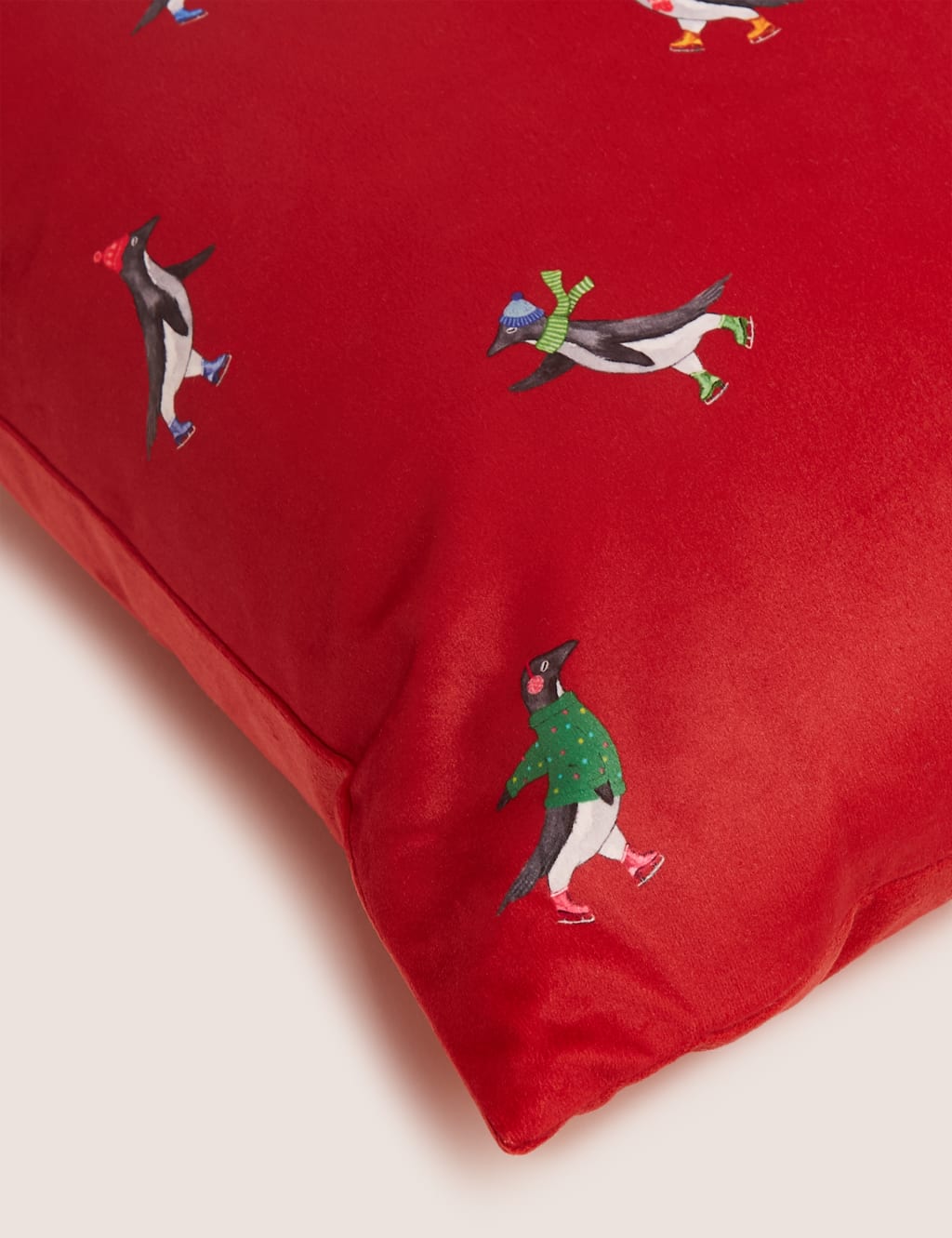 Velvet Skating Penguin Small Cushion 5 of 5