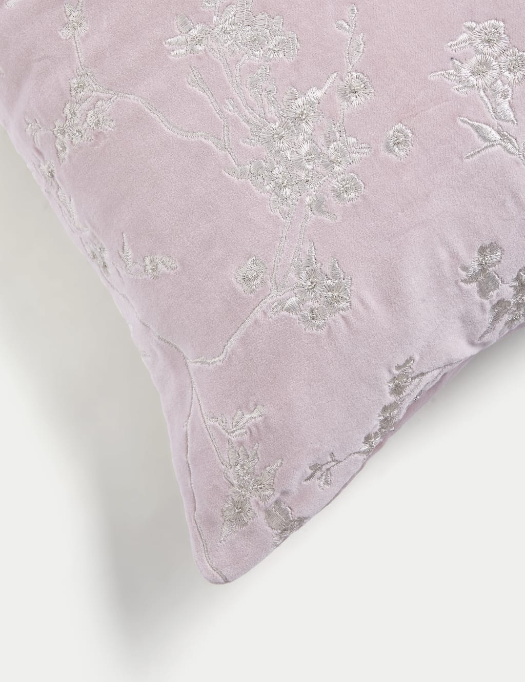 Velvet Cherry Blossom Embroidered Cushion 4 of 4