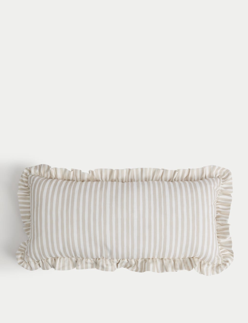Cotton with Linen Leaf & Striped Bolster Cushion 3 of 4