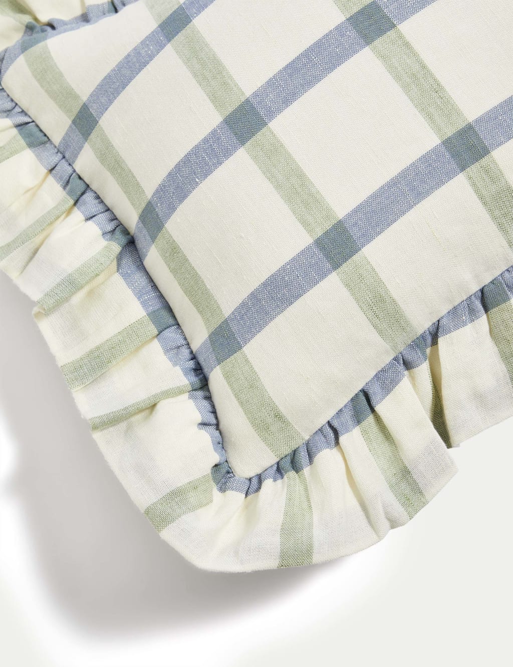 Cotton with Linen Checked Bolster Cushion 4 of 7