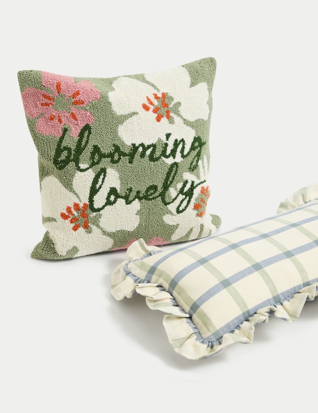 Cotton with Linen Checked Bolster Cushion 6 of 7