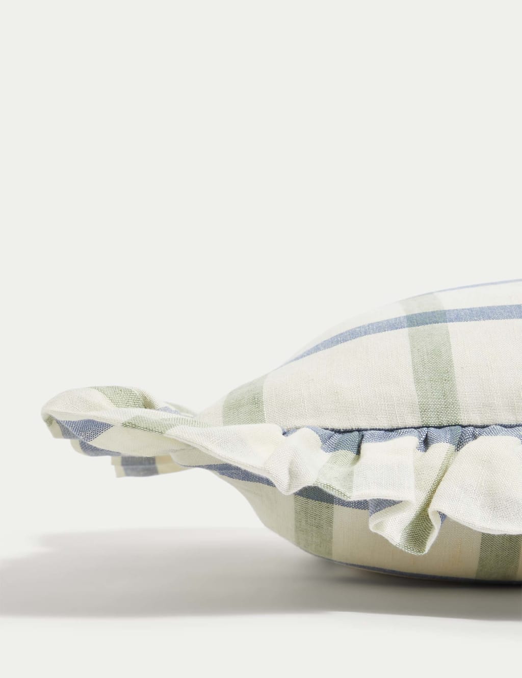Cotton with Linen Checked Bolster Cushion 2 of 7