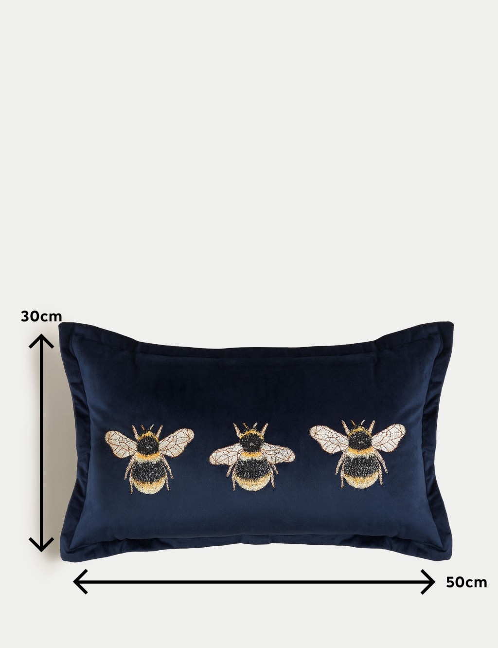 Velvet Bee Embroidered Bolster Cushion