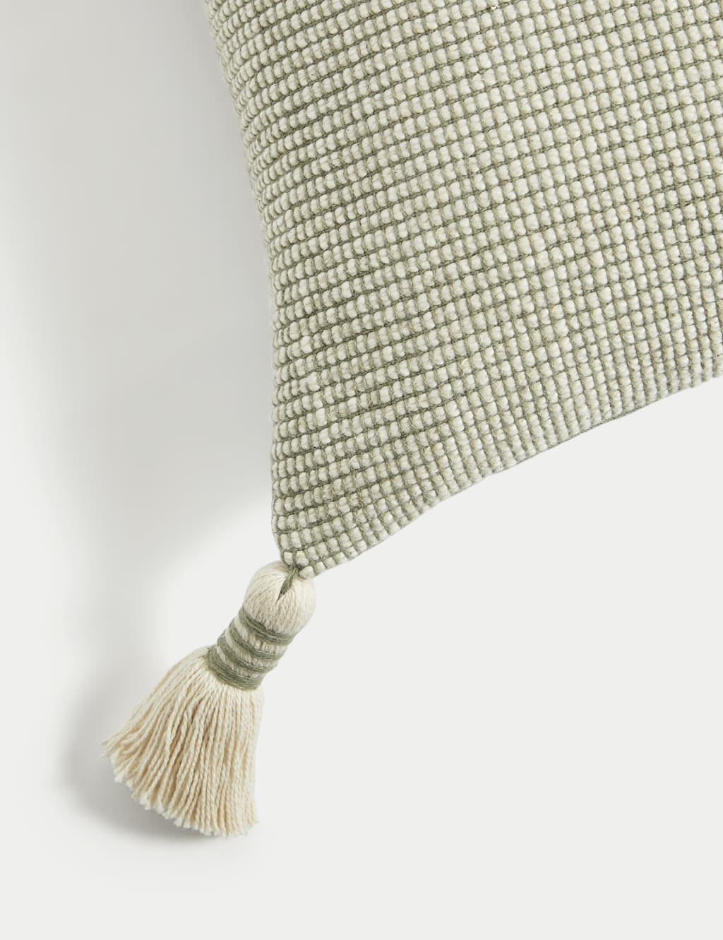 Pure Cotton Textured Tasselled Cushion 4 of 4