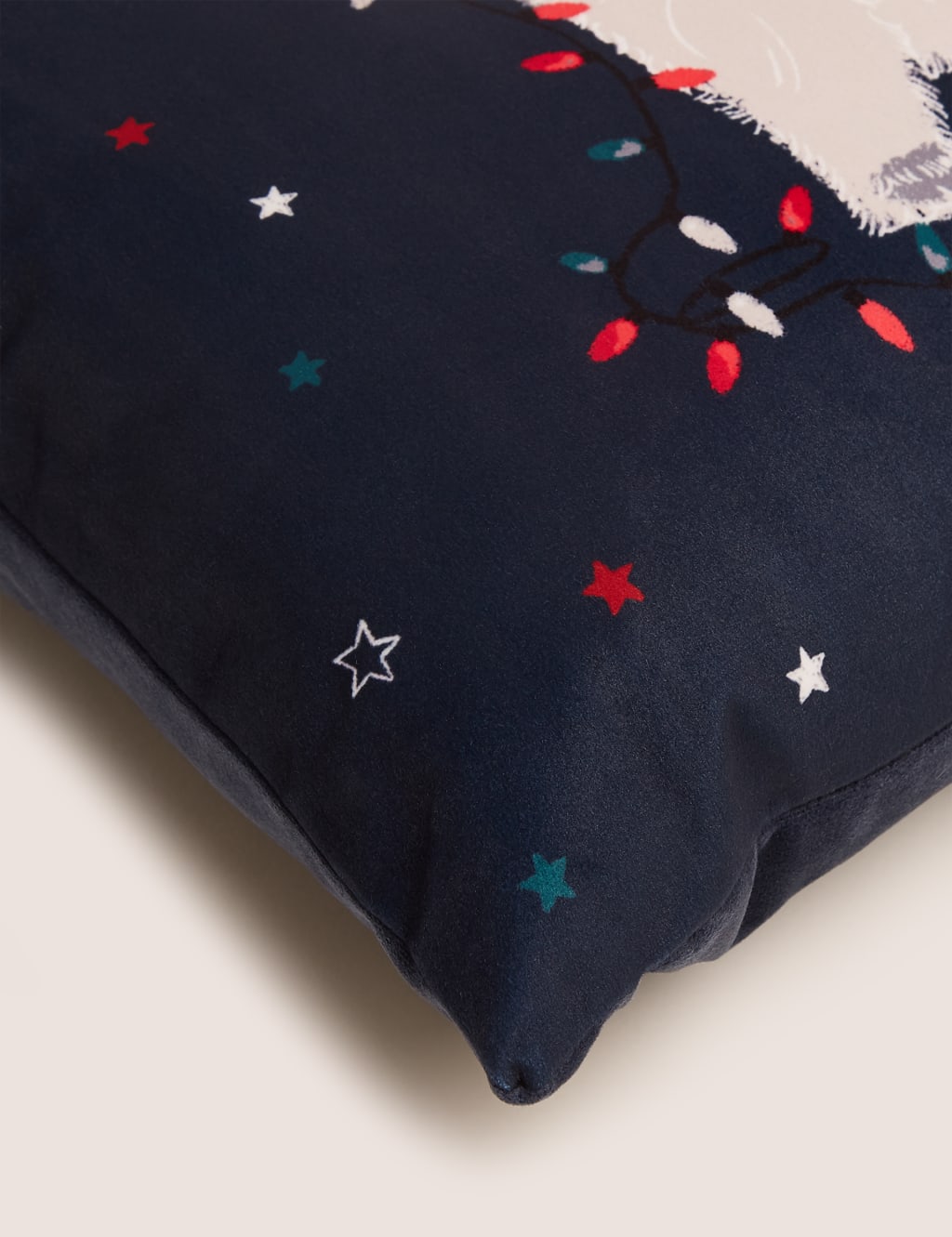 Velvet Polar Bear Small Christmas Cushion 5 of 5