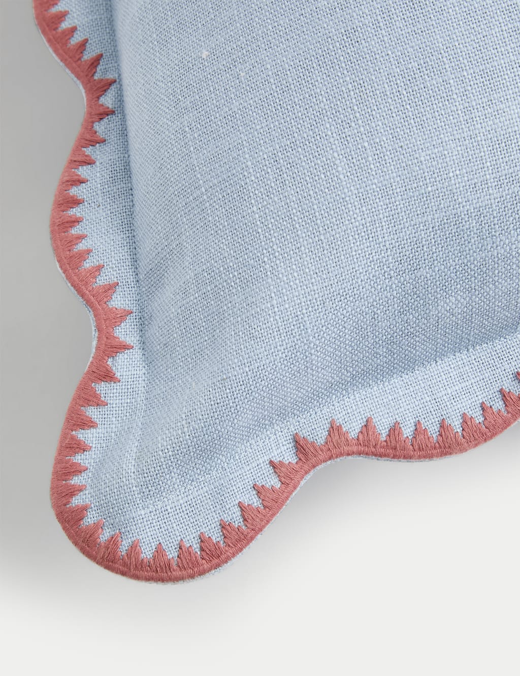 Pure Cotton Large Embroidered Scallop Cushion 3 of 3