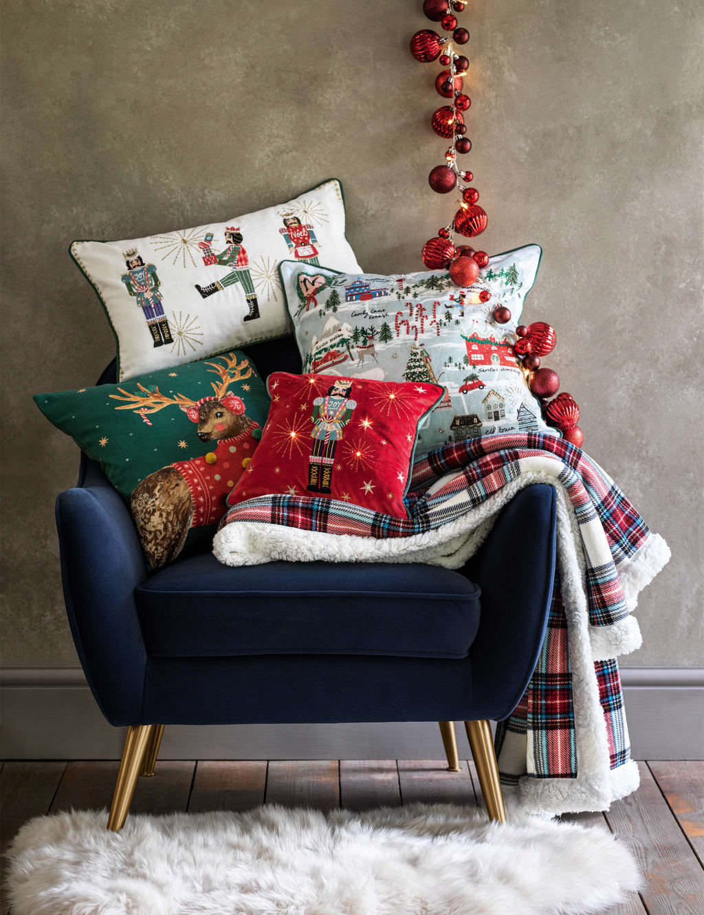 Pure Cotton Nutcracker Bolster Cushion M S Collection M S