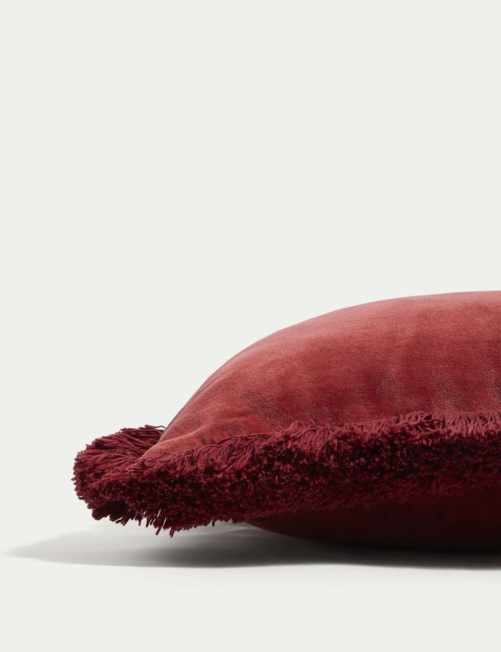 Pure Cotton Velvet Fringed Cushion 2 of 4
