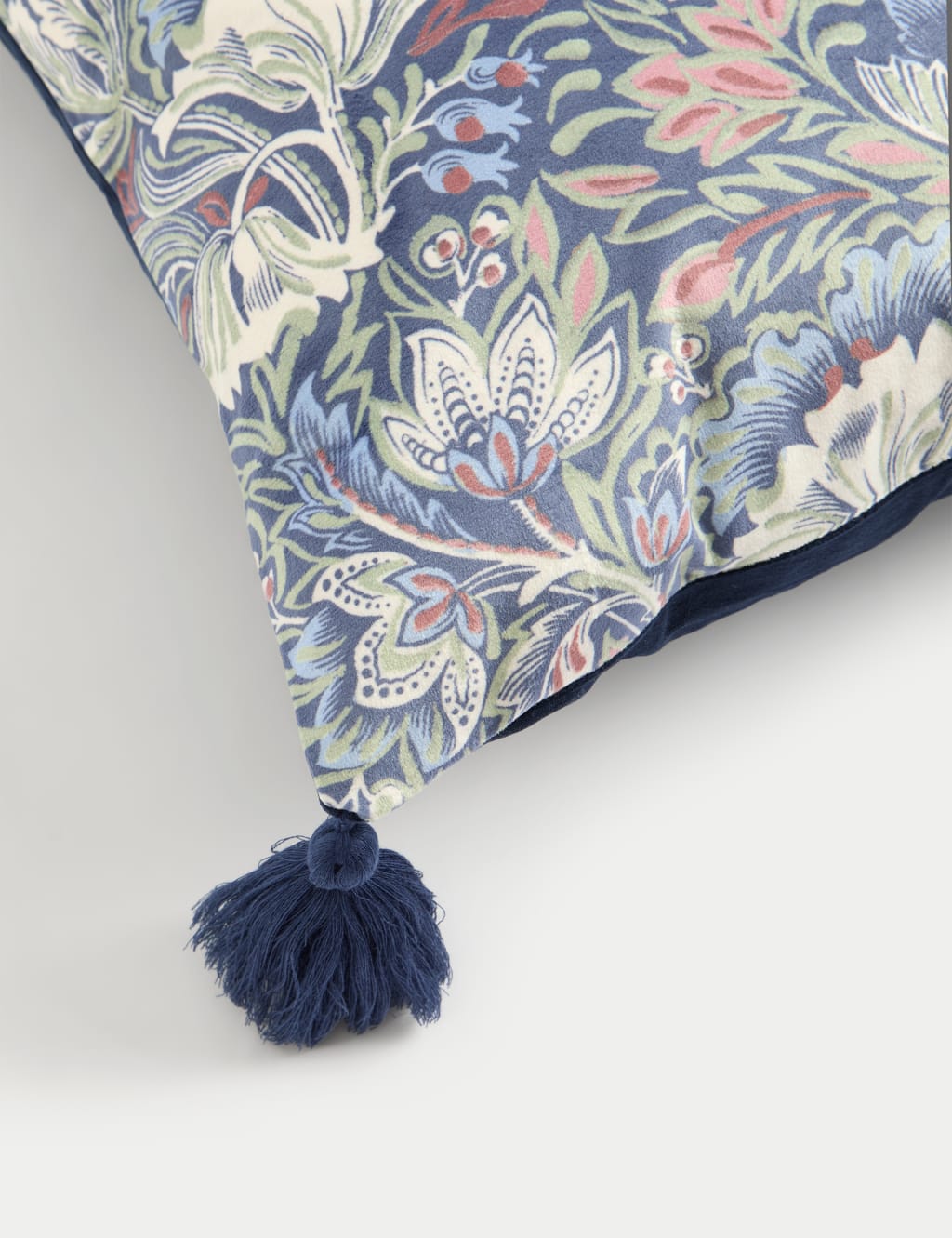 Velvet Floral Tasselled Cushion 4 of 4