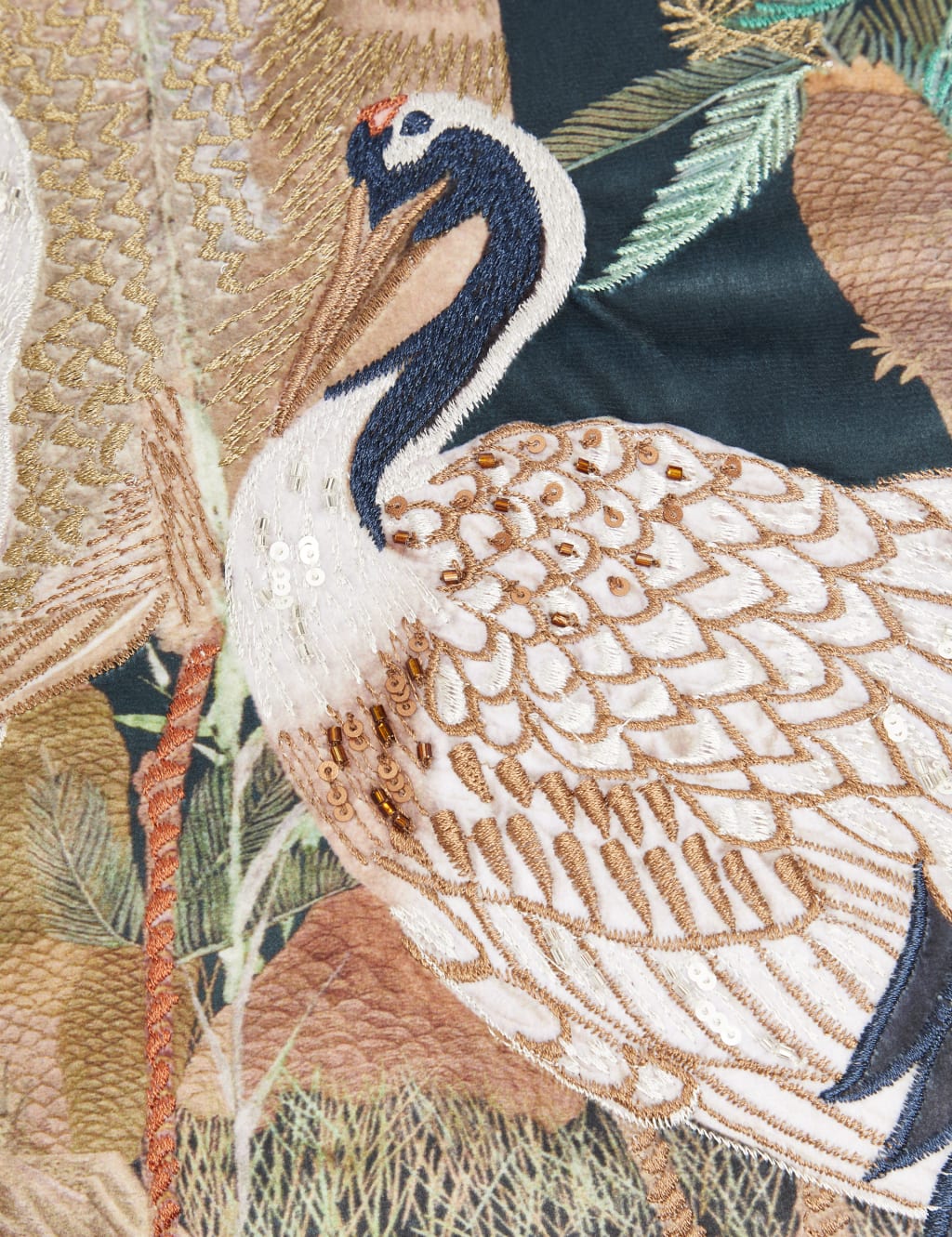 Azalea Bird Print Embroidered Cushion 4 of 5