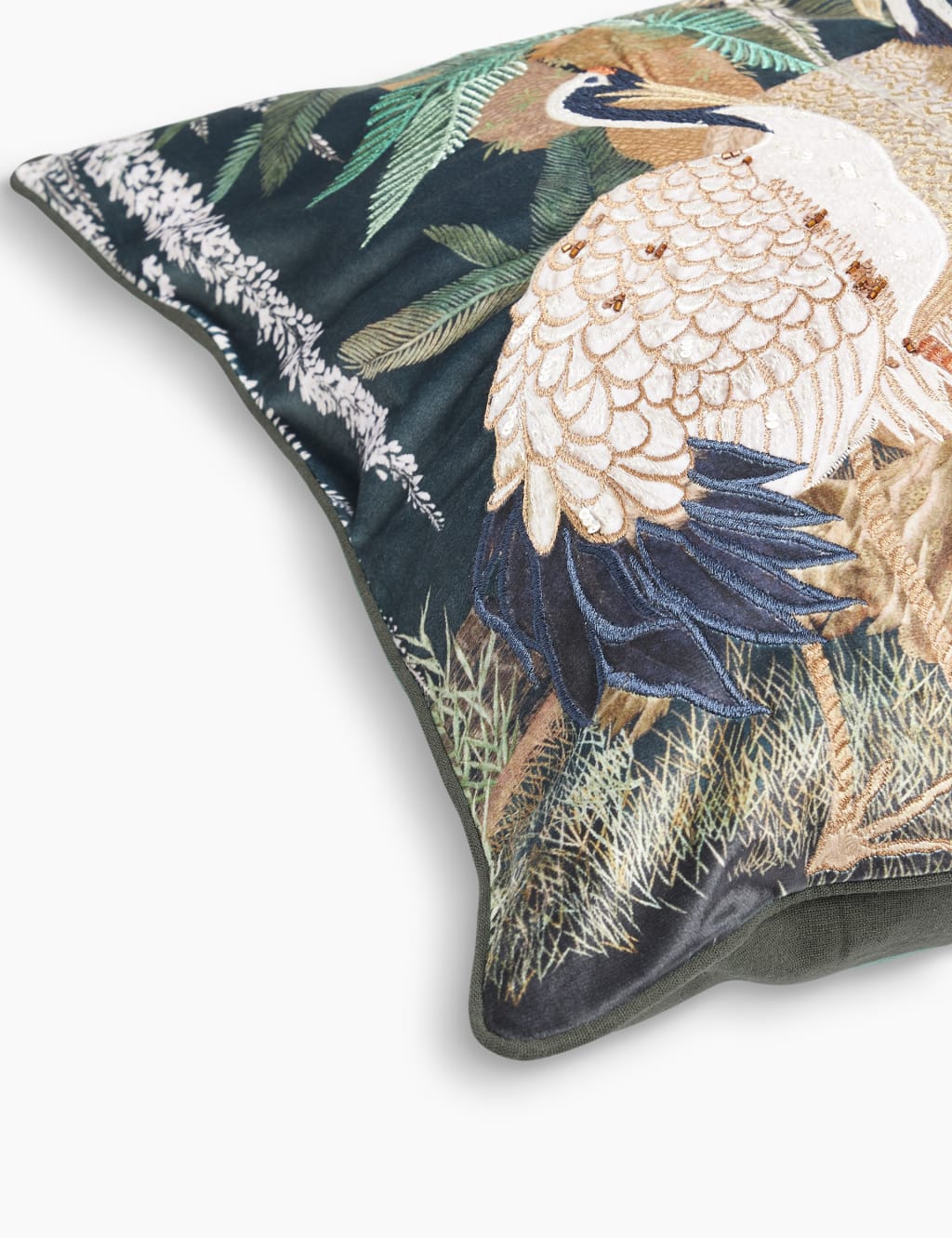 Azalea Bird Print Embroidered Cushion 5 of 5