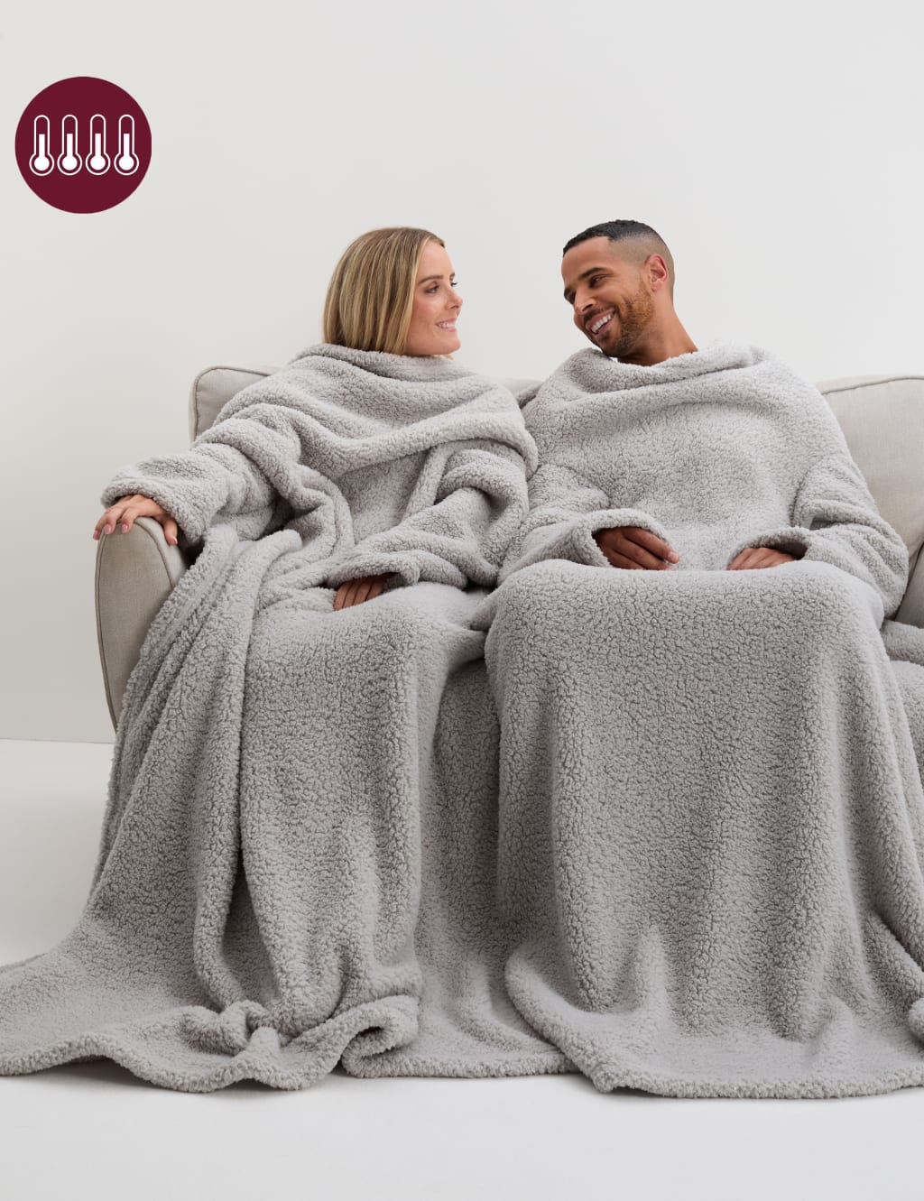 Teddy Fleece Sleeved Blanket for Two The M S Snuggle M S