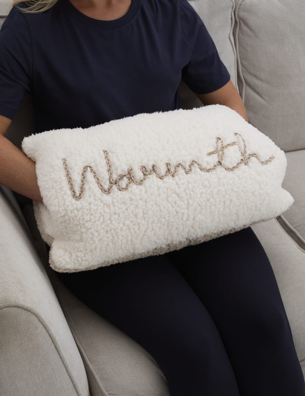 Borg Fleece Warmth Pocket Bolster Cushion