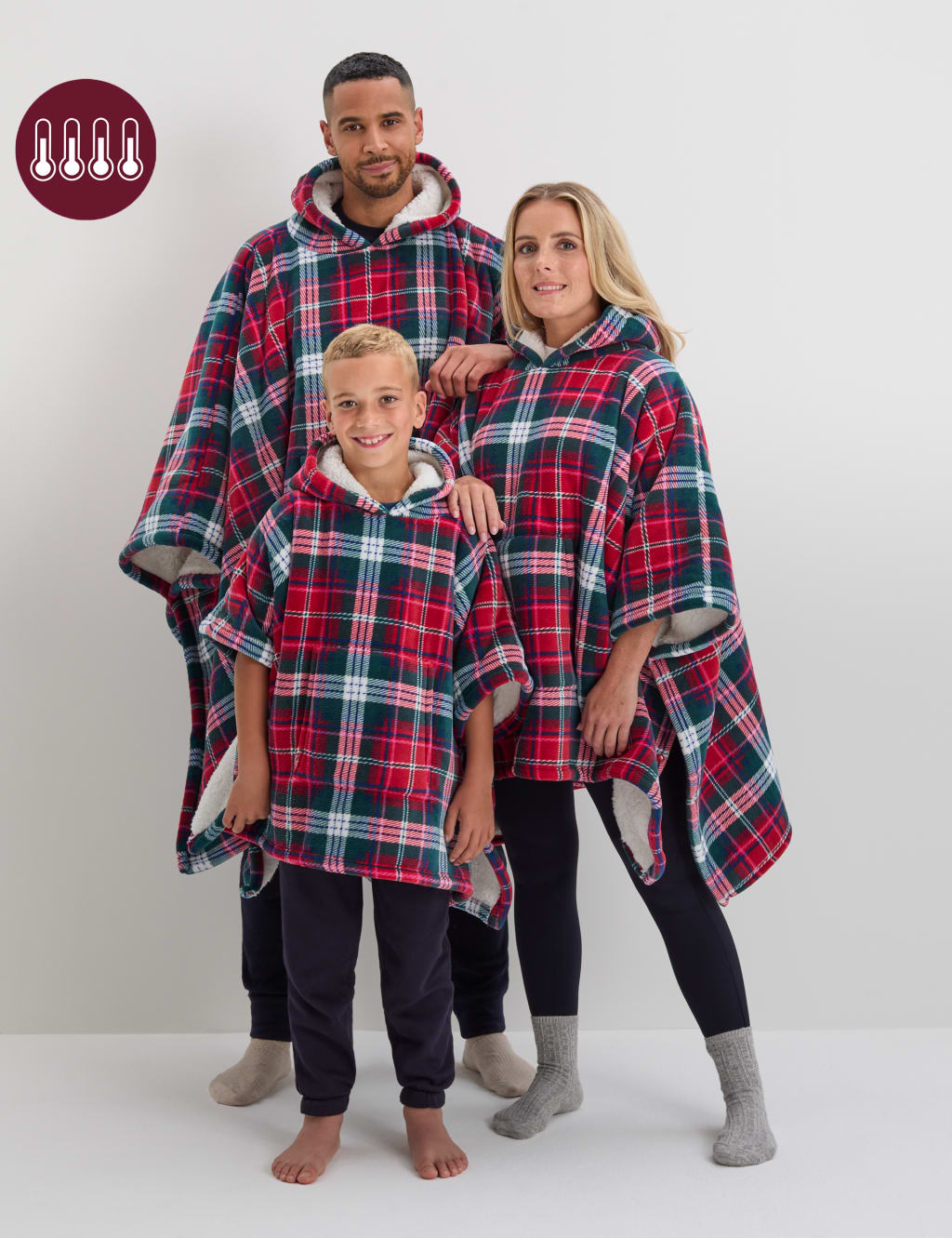 Borg Fleece Checked Hooded Blanket The M S Snuggle M S