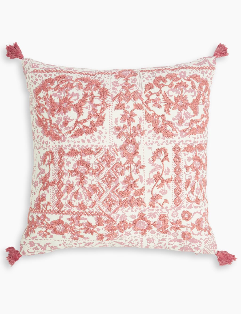 Tile Print Embroidered Cushion 1 of 5