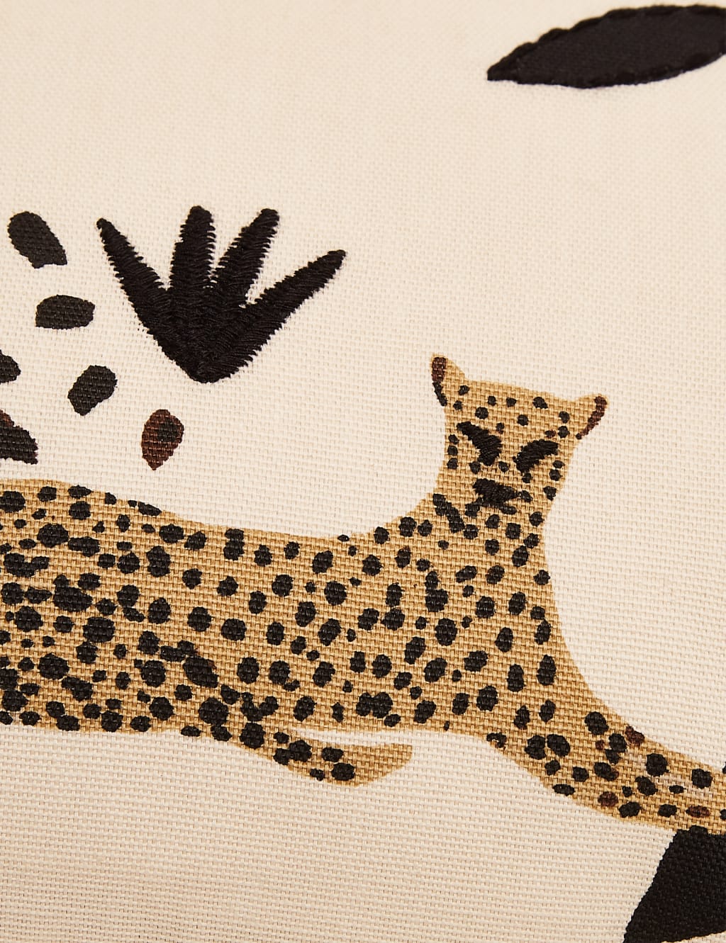 Pure Cotton Cheetah Embroidered Cushion 3 of 5