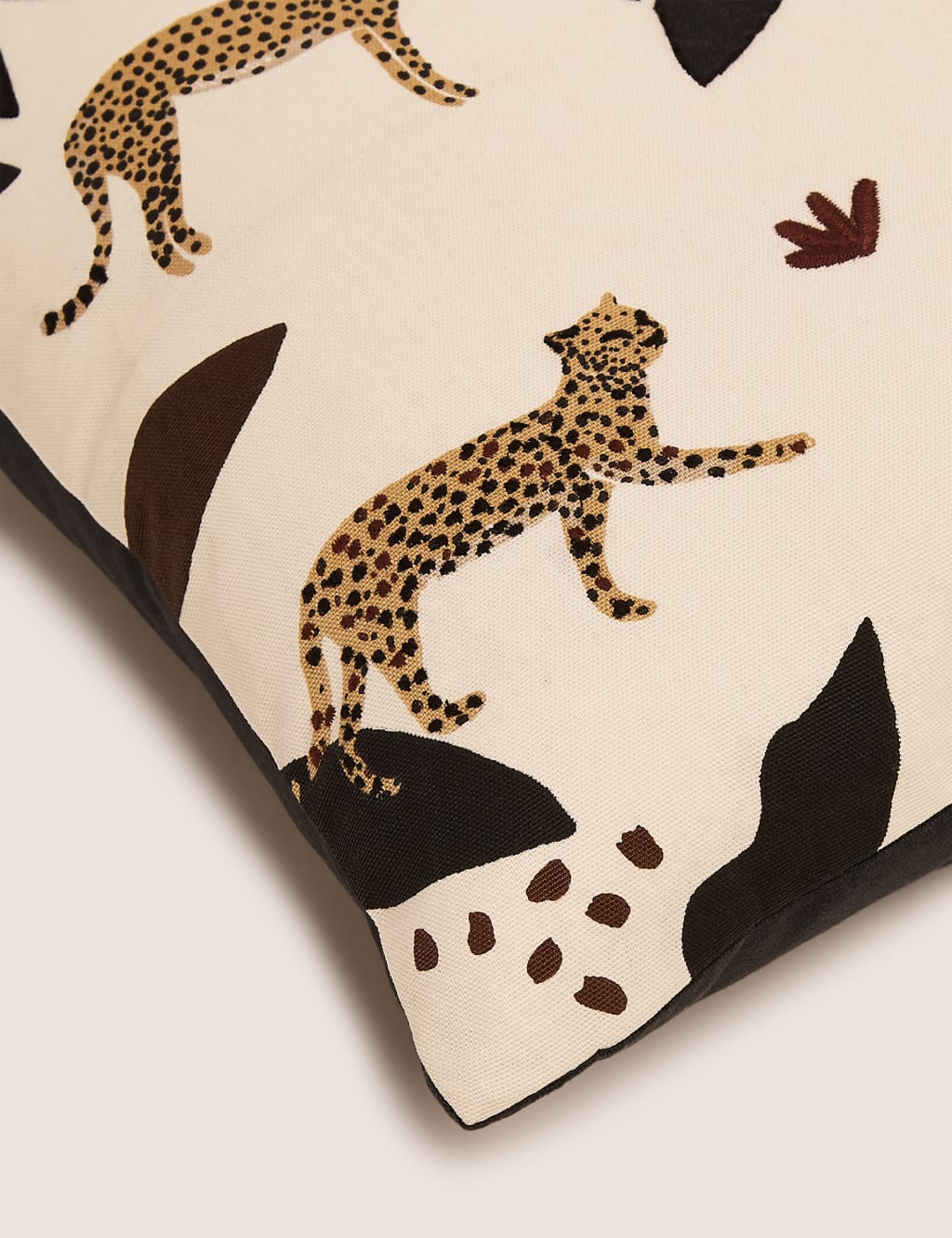 Pure Cotton Cheetah Embroidered Cushion 5 of 5