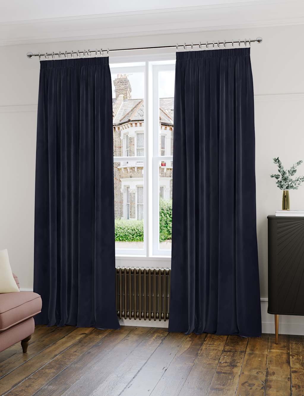 Velvet Pencil Pleat Ultra Thermal Curtains 3 of 5
