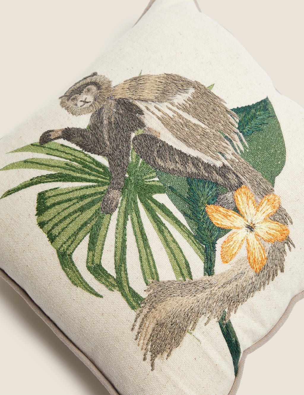 Cotton Monkey Mini Embroidered Cushion 3 of 6