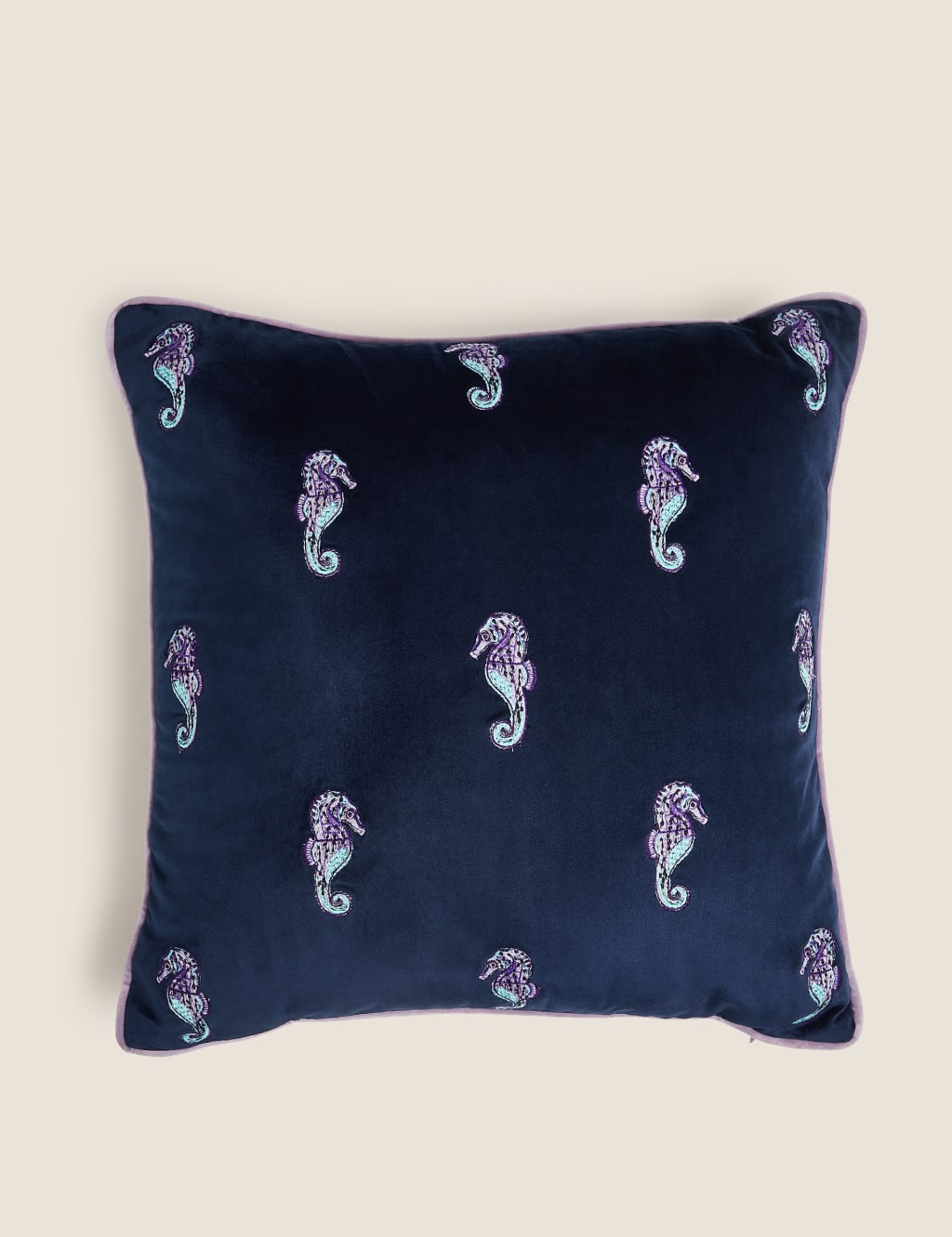 Seahorse Embroidered Cushion 1 of 7