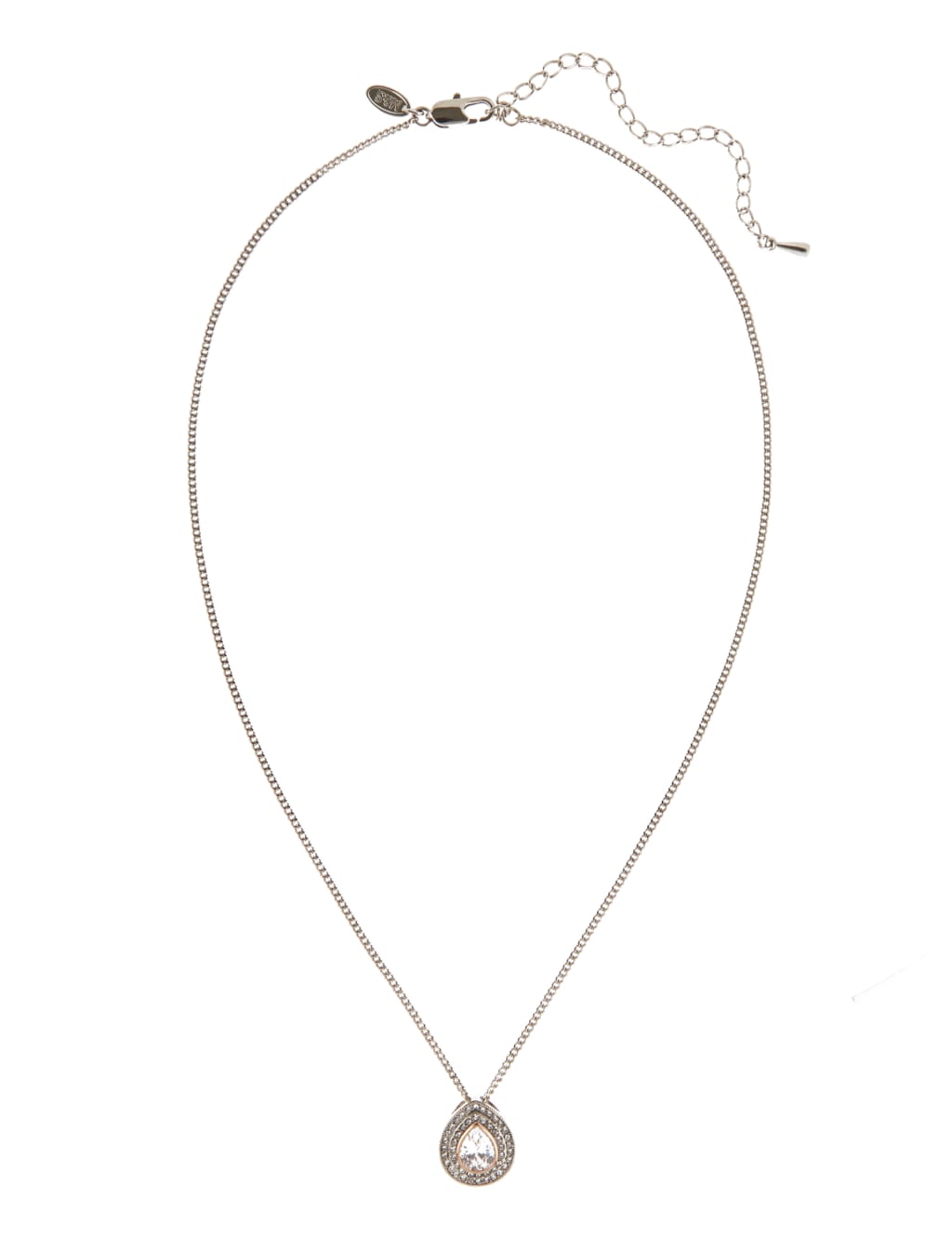 Platinum Plated Bezel Pendant Necklace 1 of 2