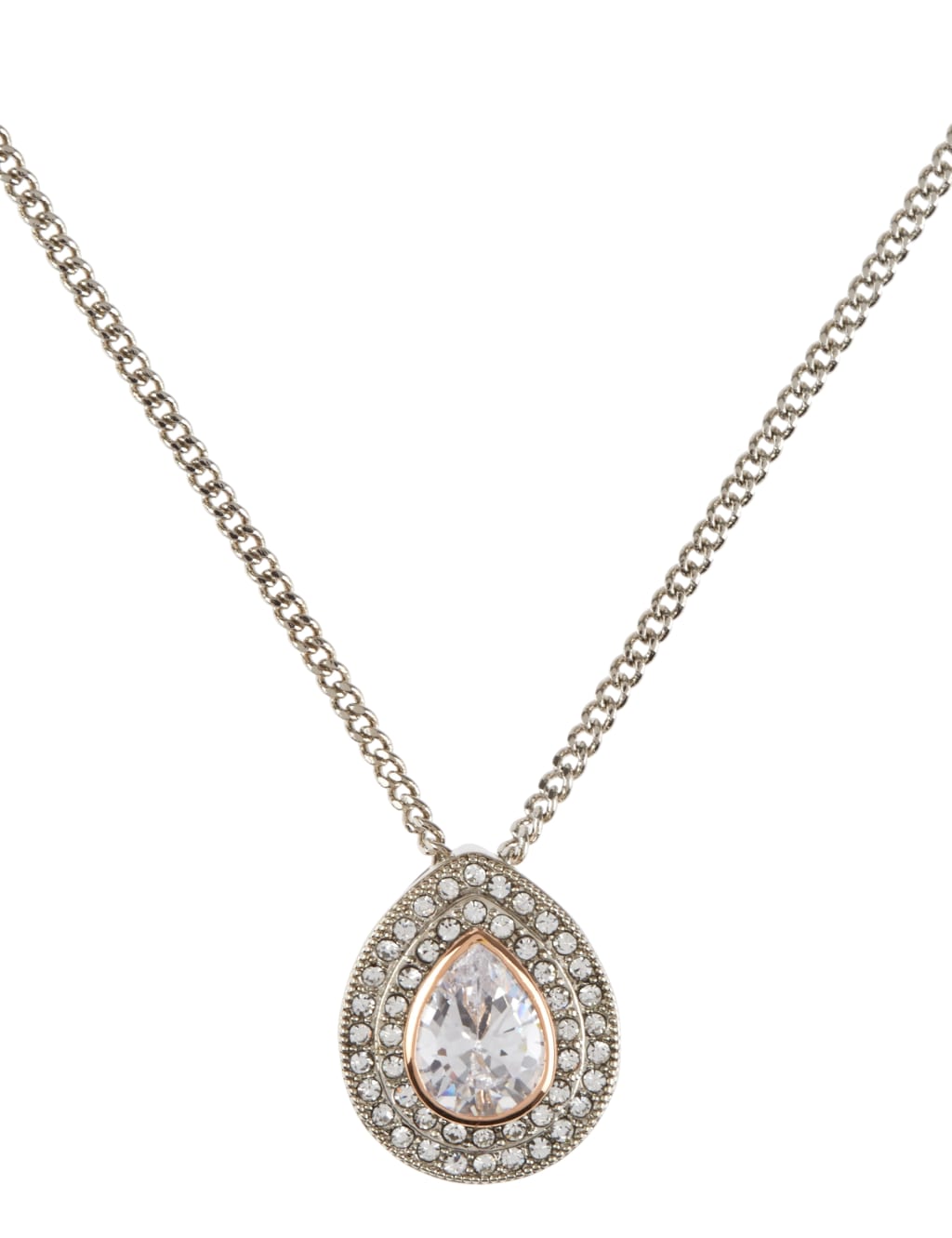 Platinum Plated Bezel Pendant Necklace 2 of 2