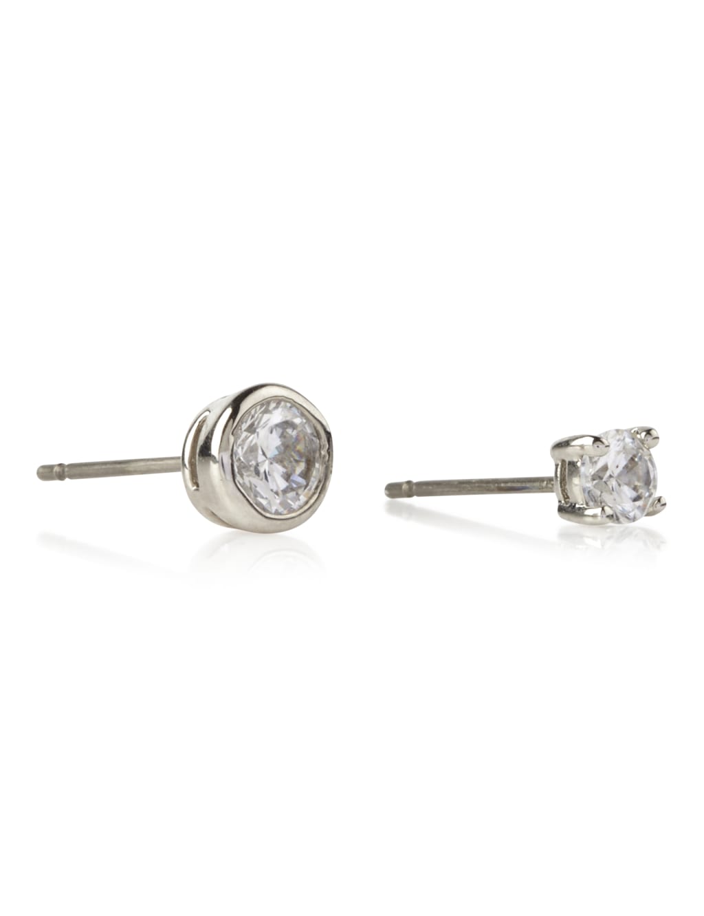 Platinum Plated Diamanté Stud Earrings Set 1 of 1