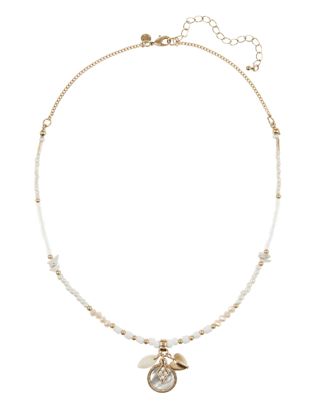 Mother of Pearl Cluster Diamanté Necklace 1 of 1