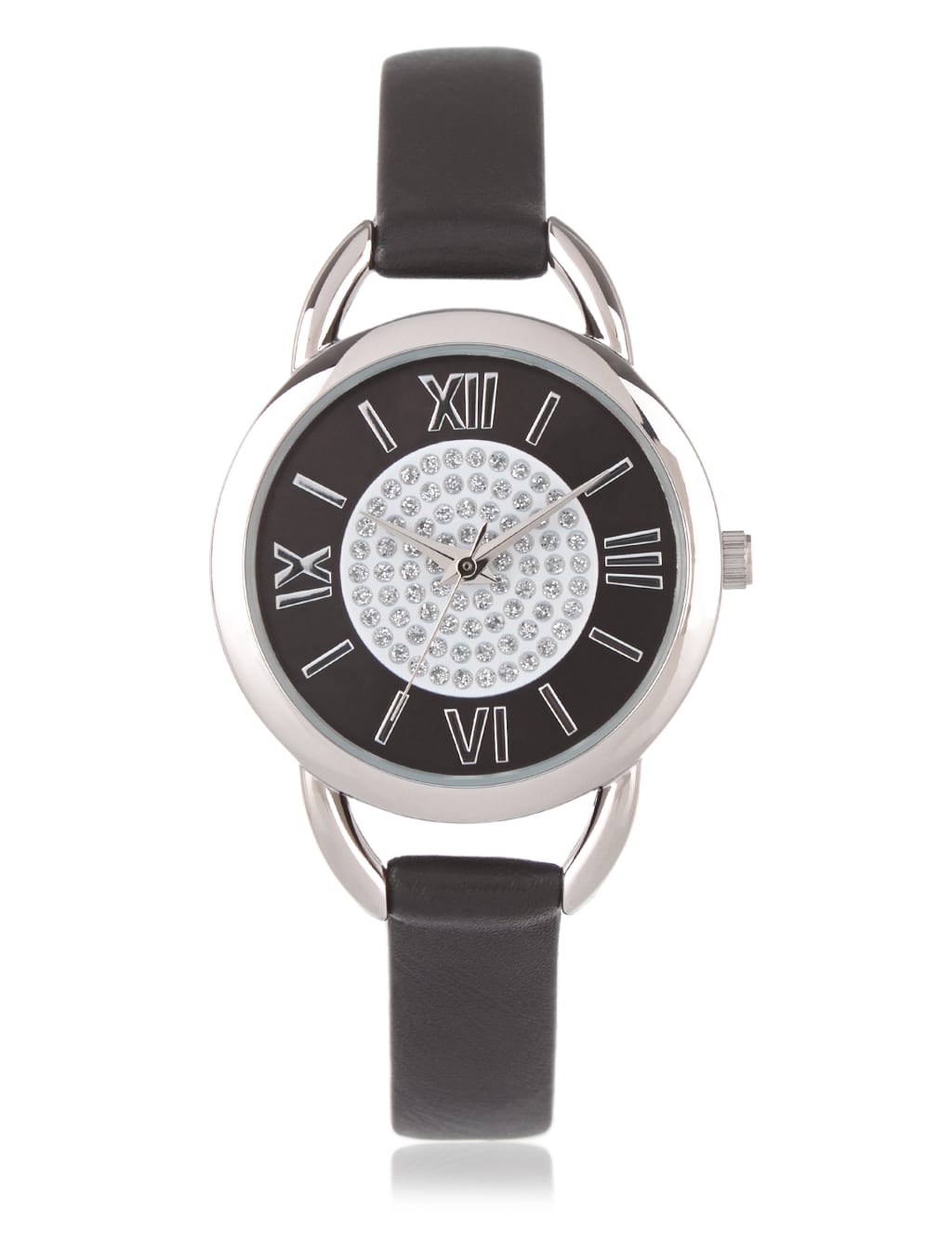 Diamanté Round Face Strap Watch 1 of 3