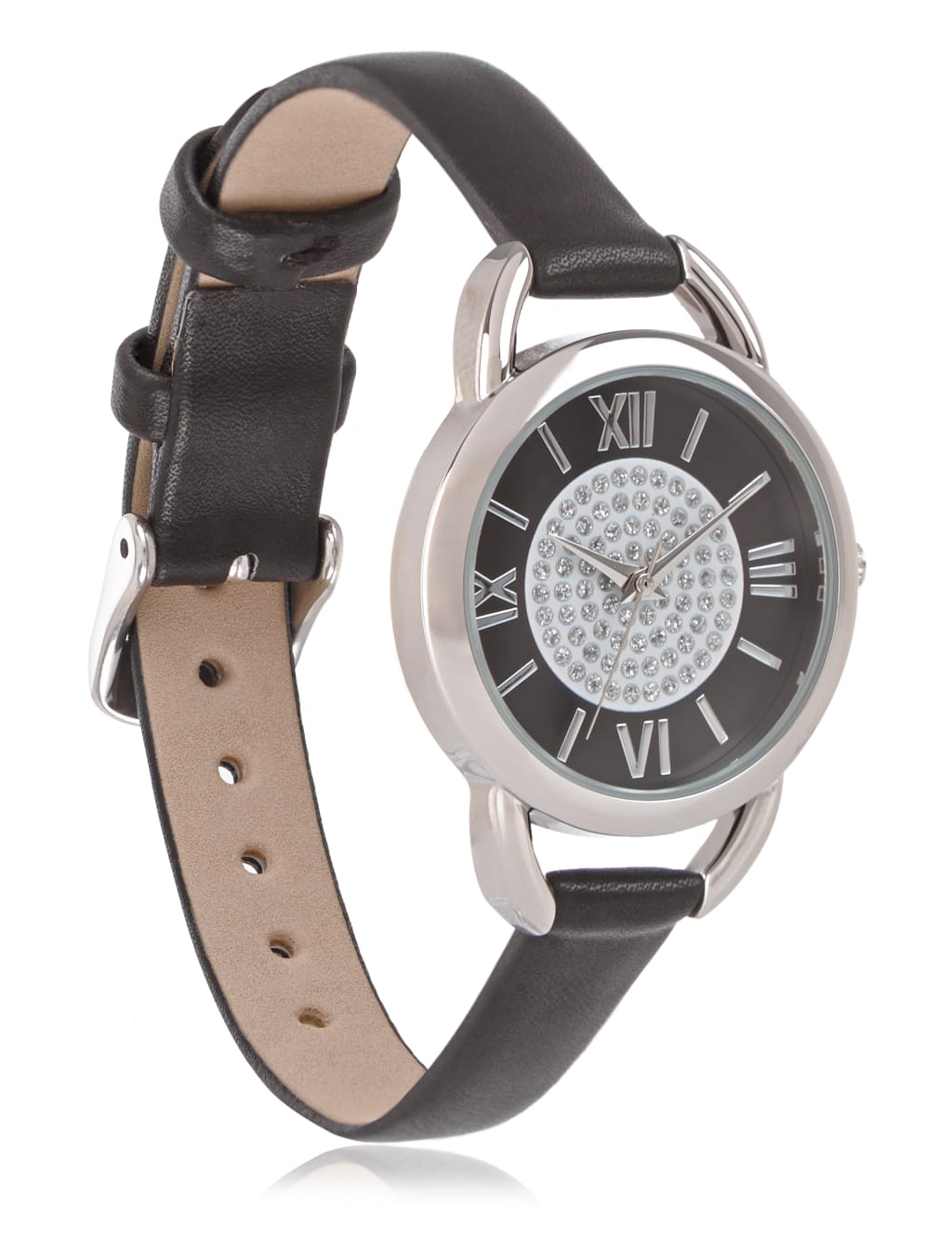 Diamanté Round Face Strap Watch 2 of 3